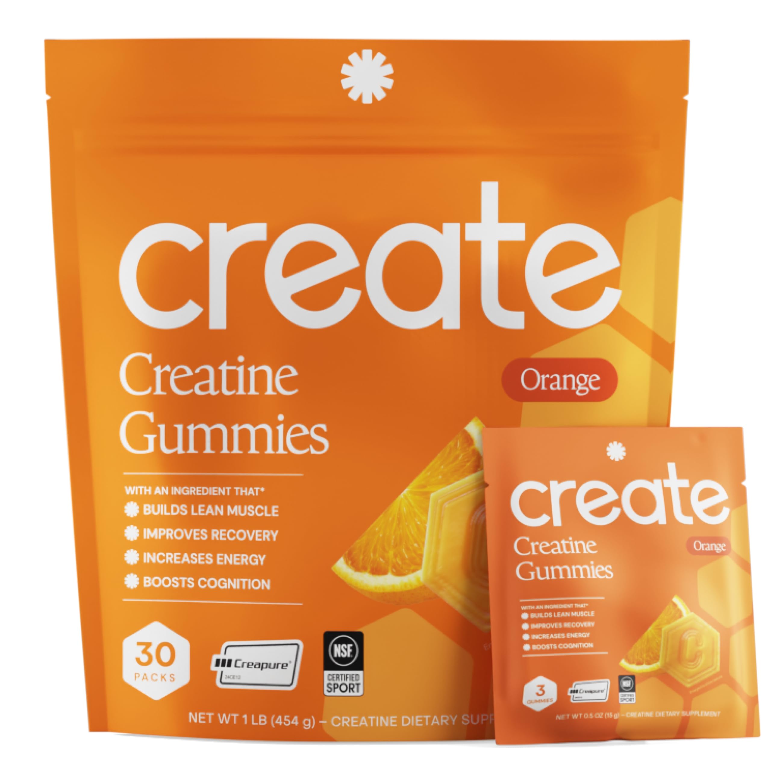 Create Creatine Gummies – Single-Serve Packs – 30ct – Variety Pack | NSF Certified for Sport – Made with Creatine Monohydrate, Vegan & Gluten-Free, Anti-Melting Formula, 3 Gummies per Pack
