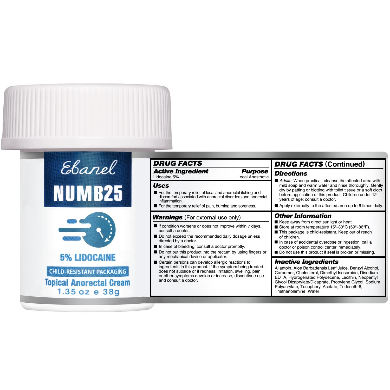 Ebanel Bundle of Lidocaine Numbing Spray, and Topical Numbing Cream 1 Oz