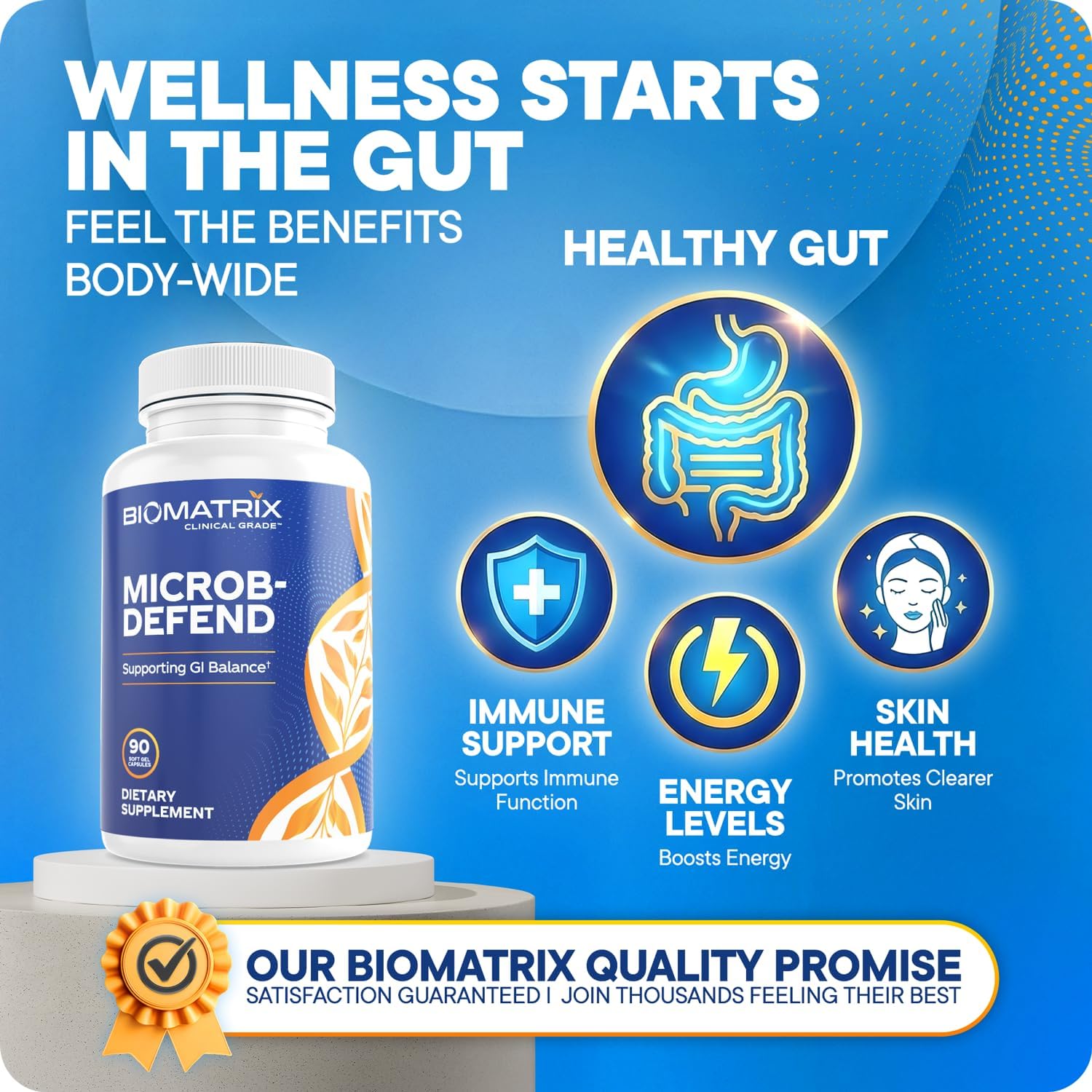 Biofilm Disruptor, GI Repair Digestive Supplement for Men and Women, Oil of Thyme, Oregano & Clove, Gut Microbiome & Intestinal Health Support | Microb-Defend (90 Softgels)
