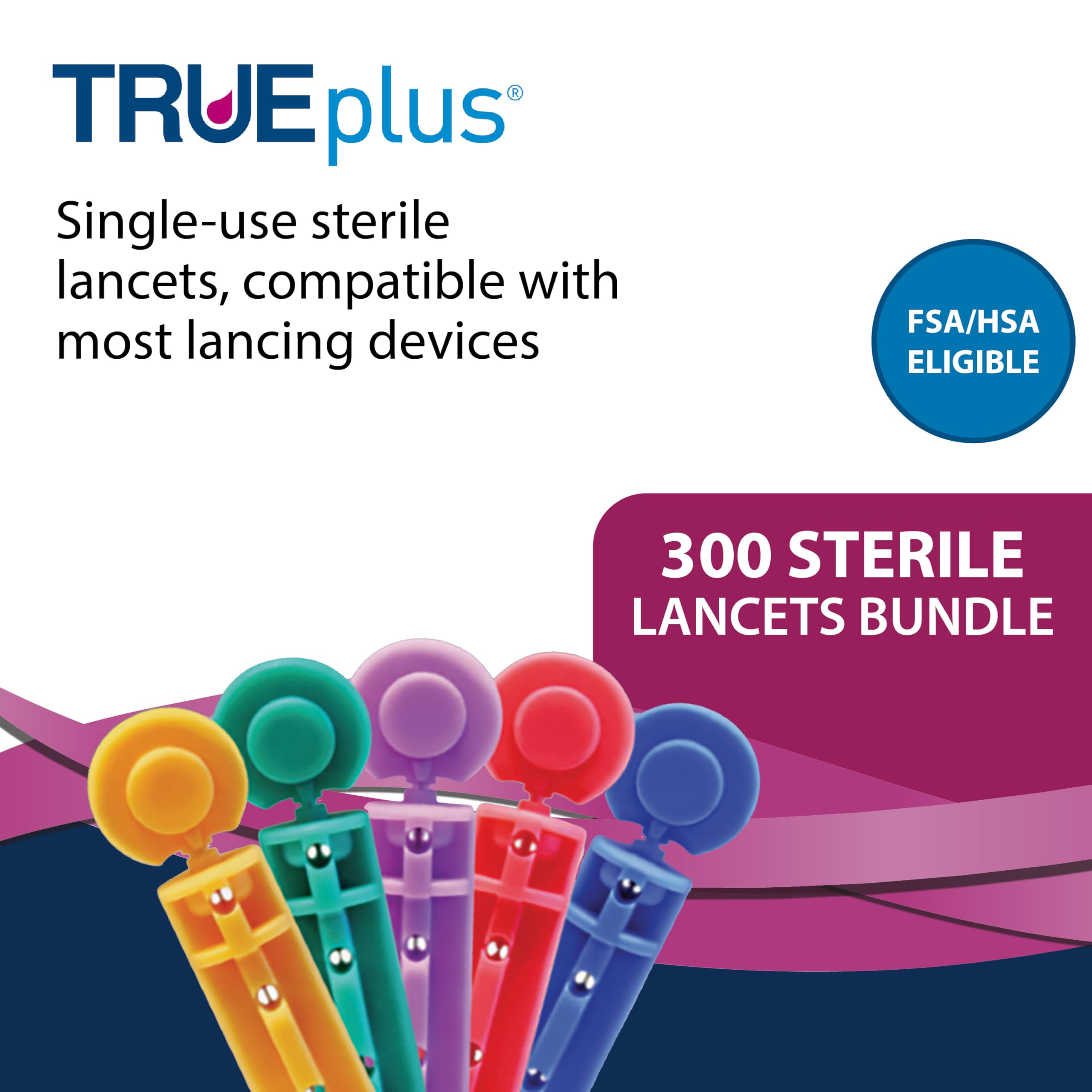 TRUEplus Single-Use Sterile Lancets Bundle, 28G, 300 Pack | Blood Lancets (Sterile, 28G, 4 cm total length) and TRUEplus Log Book, Supplies for Blood Glucose Testing at Home