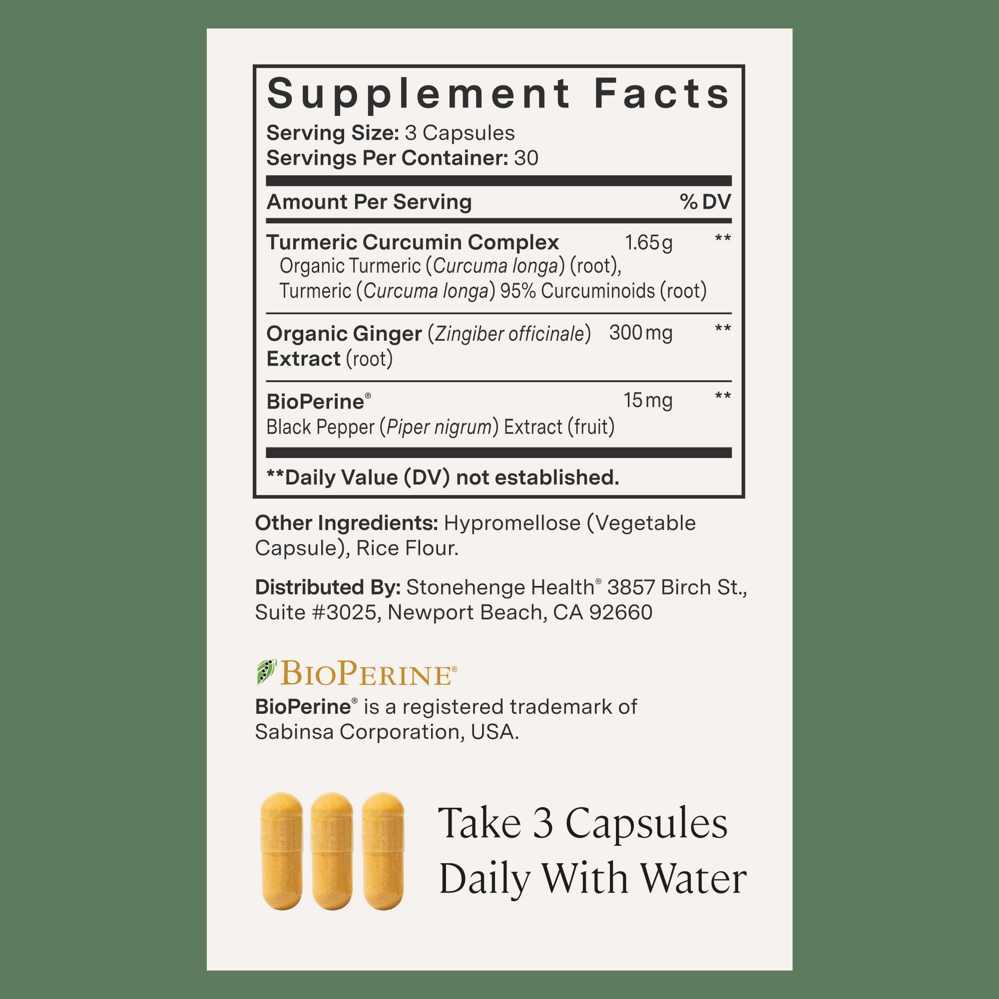 Stonehenge Health Dynamic Turmeric Curcumin with Ginger - High Potency - 1,650 mg Turmeric with 95% Curcuminoids & BioPerine, 90 Vegetarian Capsules Stonehenge HealthBuy Supplements Australia