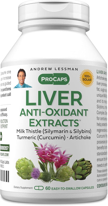 Andrew Lessman Liver Anti-Oxidant Extracts 60 Capsules | Milk Thistle & Curcumin phospholipid complexes for enhanced absorption. Includes Artichoke & B Vitamins.