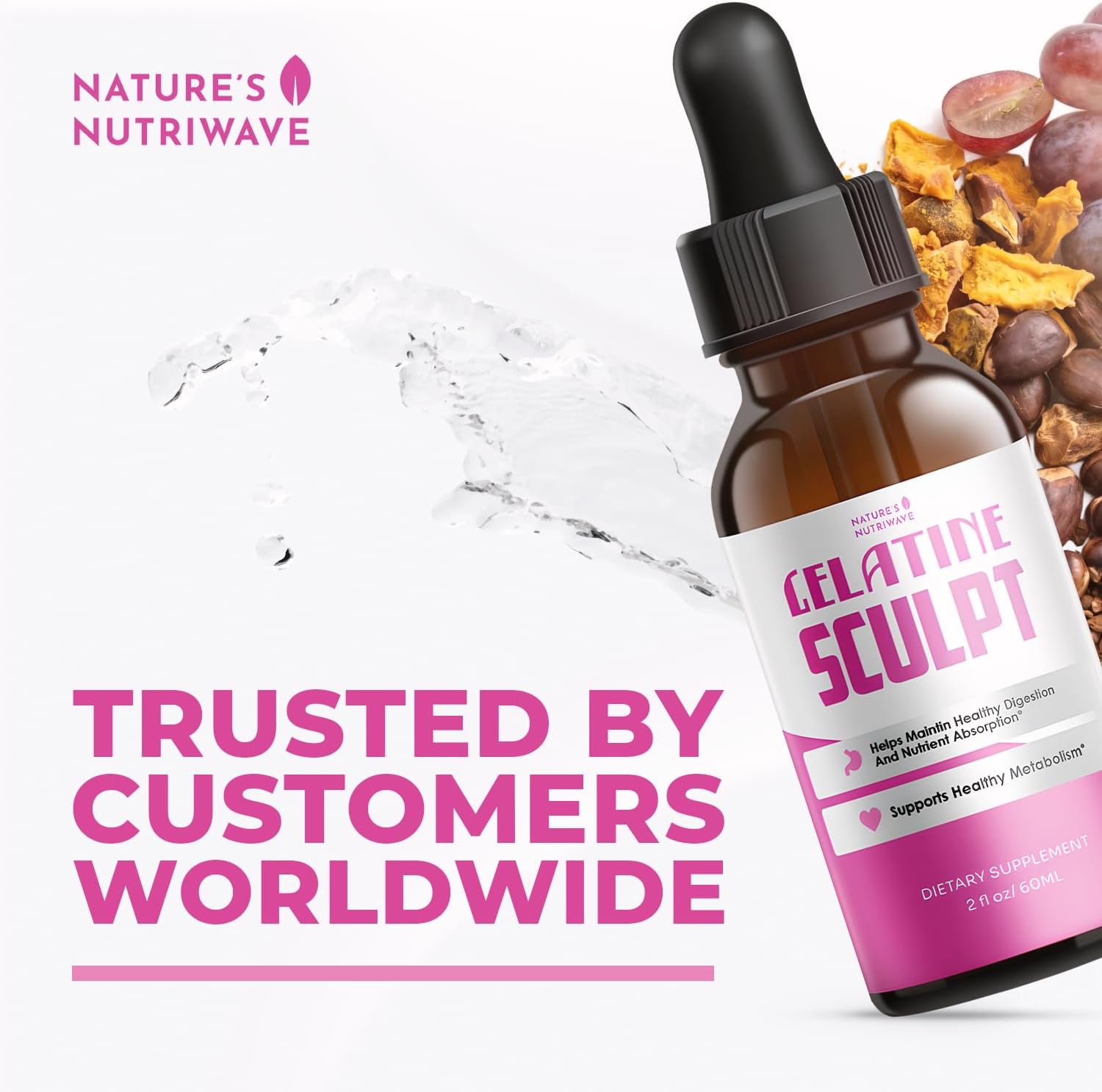 Gelatine Sculpt – Daily Liquid Botanical Supplement with Chromium & Plant Extracts – Clean, Stimulant-Free Formula – Non-GMO, Made in USA, GMP-Certified - 2 fl oz (60 mL), 1 Month Supply