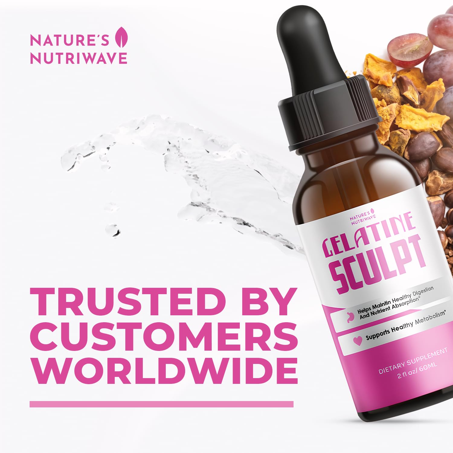 Gelatine Sculpt – Daily Liquid Botanical Supplement with Chromium & Plant Extracts – Clean, Stimulant-Free Formula – Non-GMO, Made in USA, GMP-Certified - 2 fl oz (60 mL), 1 Month Supply