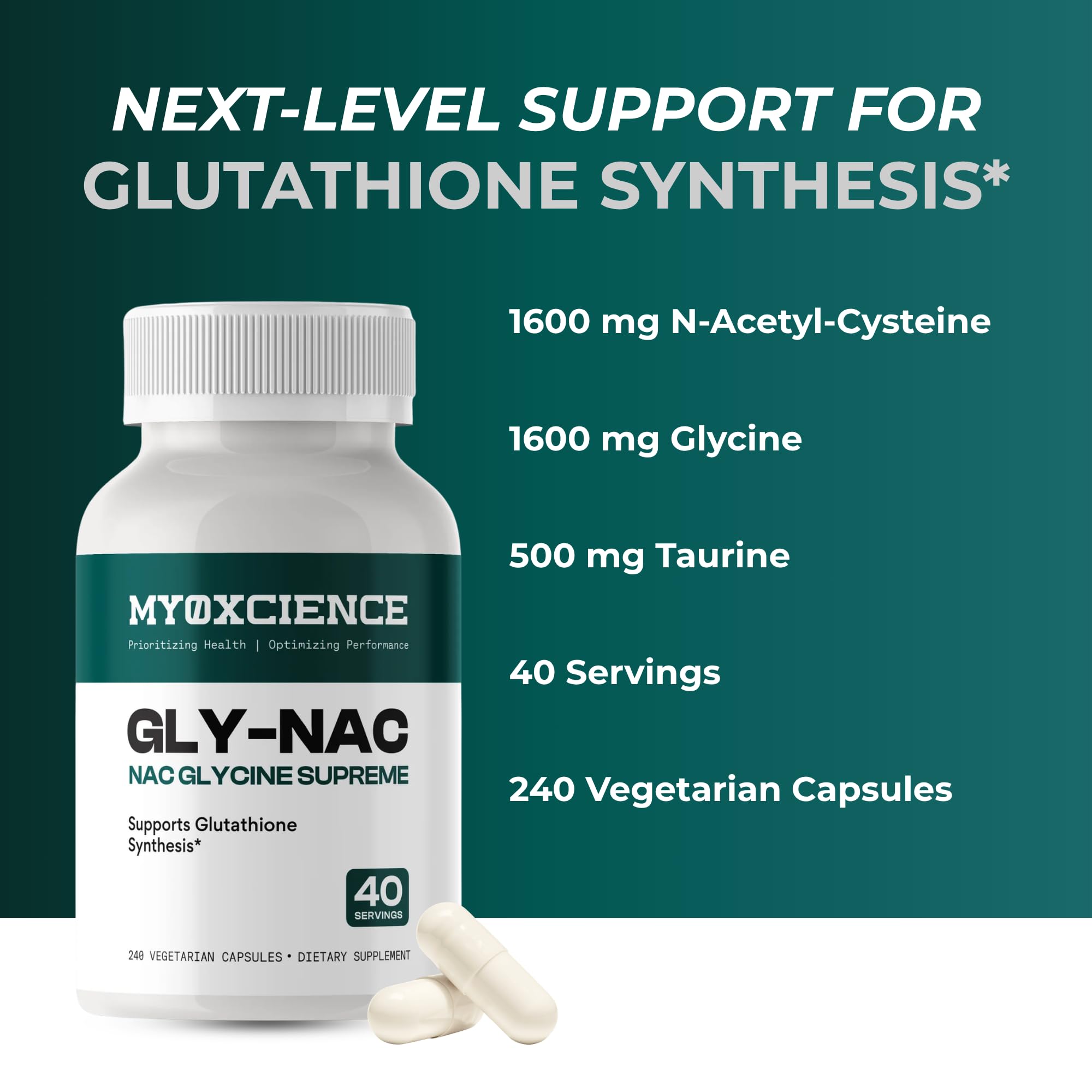 MYOXCIENCE NAC Supreme Capsules | 1.6 G N-Acetyl-L-Cysteine per Serving | 40 Servings MYOXCIENCE buy supplements Au