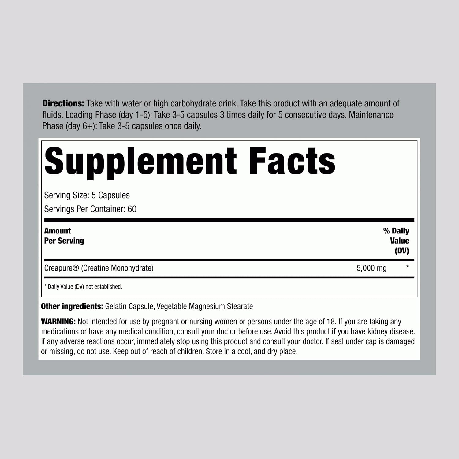 Fitness Labs German Creatine Monohydrate Capsules | 1000mg | 300 Pills | Supplement for Men and Women | Non-GMO, Gluten Free