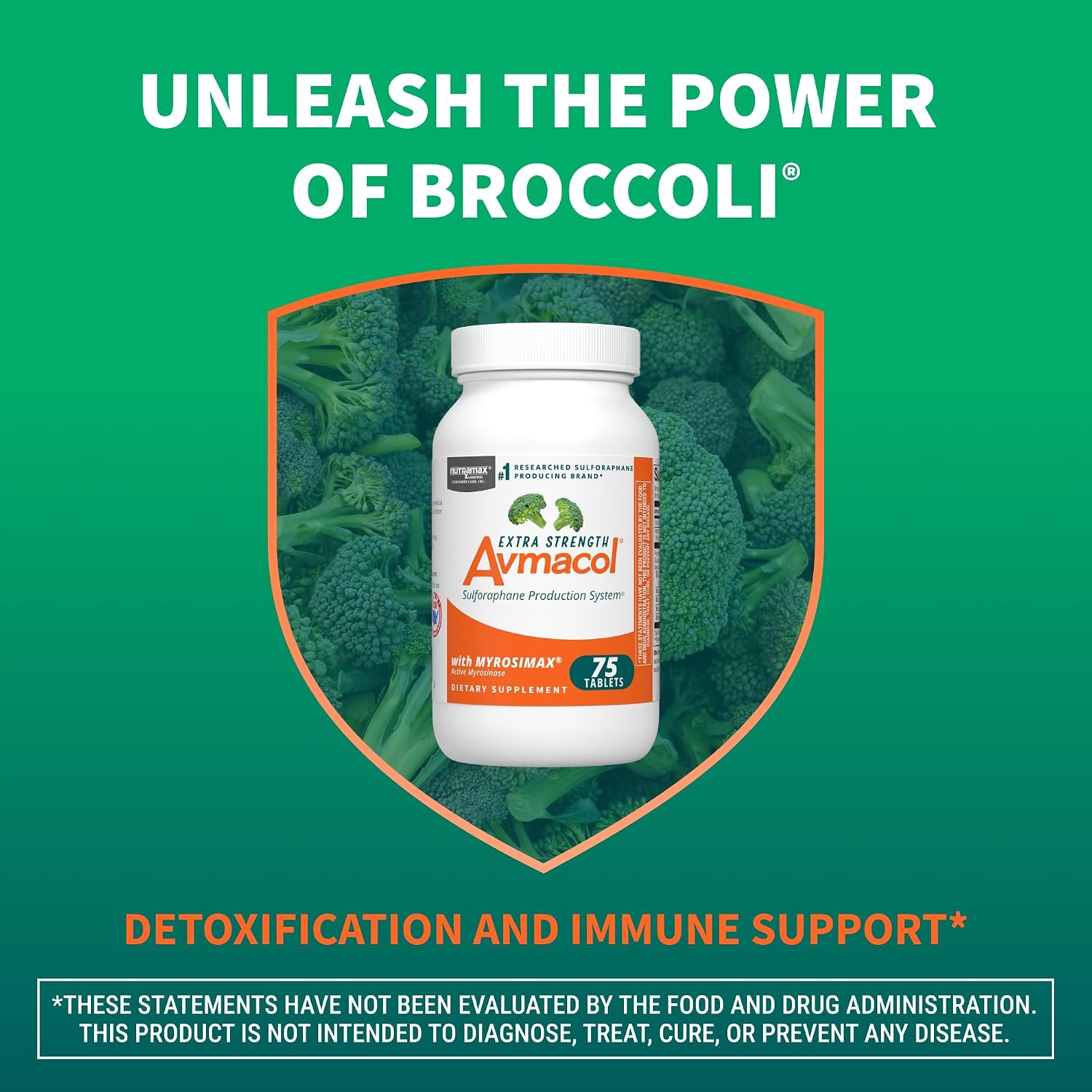 Nutramax Avmacol Extra Strength Sulforaphane Producing Supplement, 75 Tabs | Detoxification Support, #1 Researched Sulforaphane Producing Brand, with Glucoraphanin & Myrosinase, Published Studies