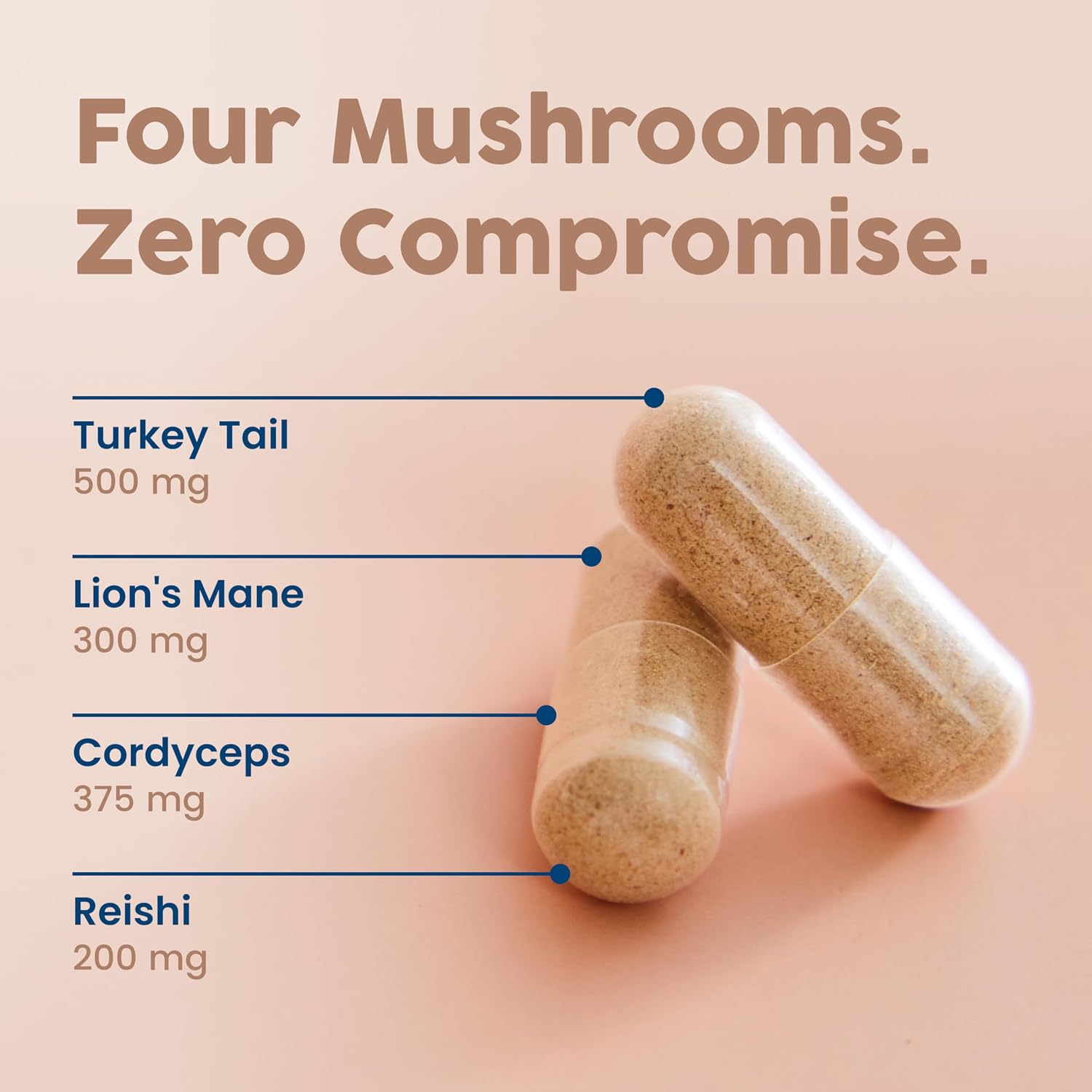 NativePath Mushroom Complex, Organic, Lion's Mane & Cordyceps, 60 Count | Turkey Tail, Reishi & Beta-Glucans, Supports Immune, Focus & Energy, Vegan, Nootropic Blend
