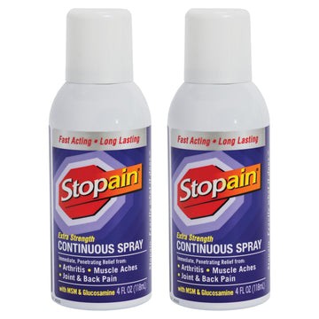 Stopain Pain Relief Spray 4oz (2 Pack) USA Made, Max Strength Fast Acting with MSM, Glucosamine, Menthol for Arthritis, Lower Back, Neck, HSA FSA Approved Topical Analgesic Products StopainBuy Supplements Australia