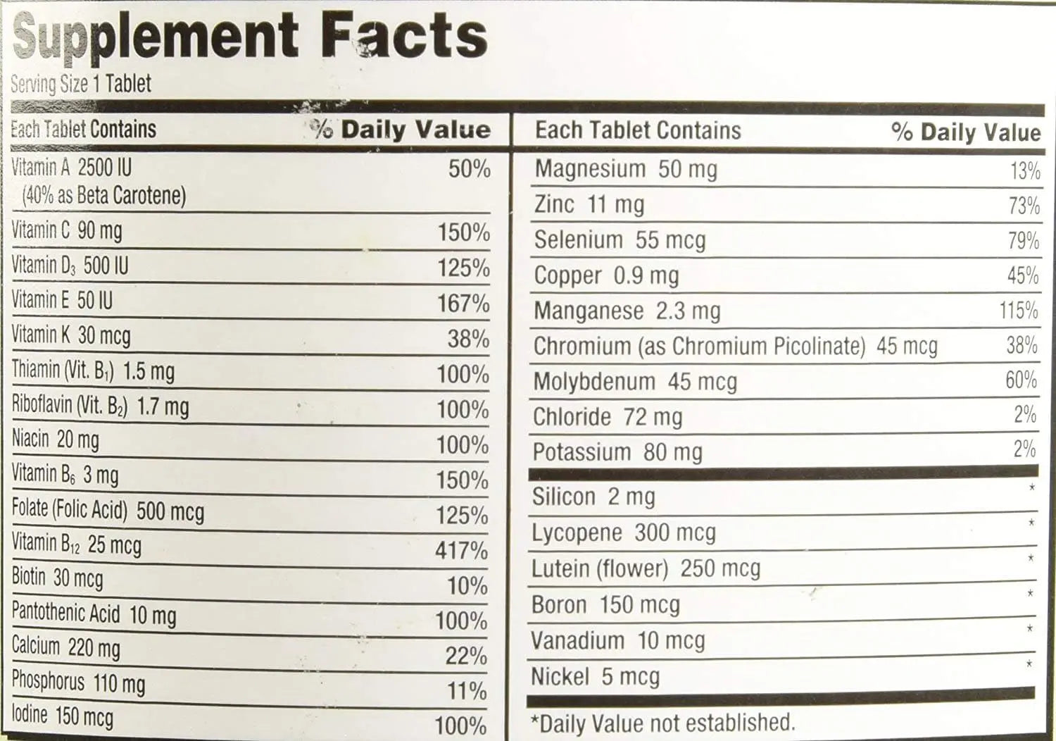 Kirkland Signature Adult 50+ Multi Vitamins & Minerals, 400 Tablets (2 Pack) KIRKLAND