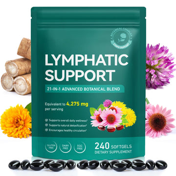 Lymphatic Drainage Supplement – 4,275 mg 21-in-1 Botanical Complex, Echinacea, Burdock Root, Red Clover, Elderberry & Dandelion, Supports Natural Detox & Healthy Circulation, 240 Softgels XINSZLIN buy supplements Au