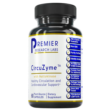 Premier Research Labs CircuZyme - Blood Circulation Supplements Supporting Blood Flow & Vascular Support Featuring Diosmin, Cayenne & Nattokinase, for Men and Women - 60 Vegetarian Capsules Premier Research LabsBuy Supplements Australia