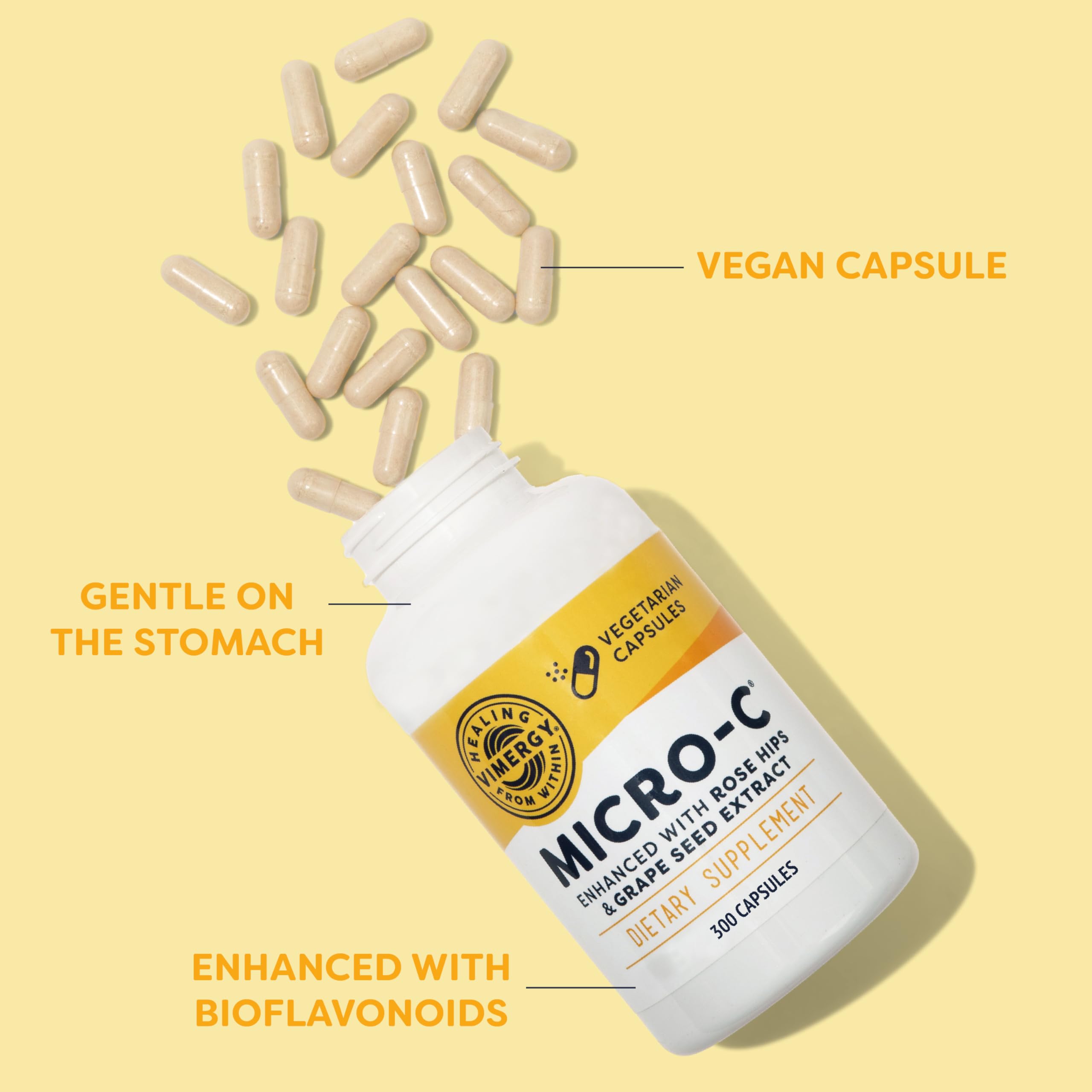 Vimergy Micro-C® Vitamin C Capsules – 500mg per Capsule, Supports Immune Health*, Promotes Collagen Production, Supports Healthy Bones*, Kosher, Vegan & Gluten-Free (90 Capsules)
