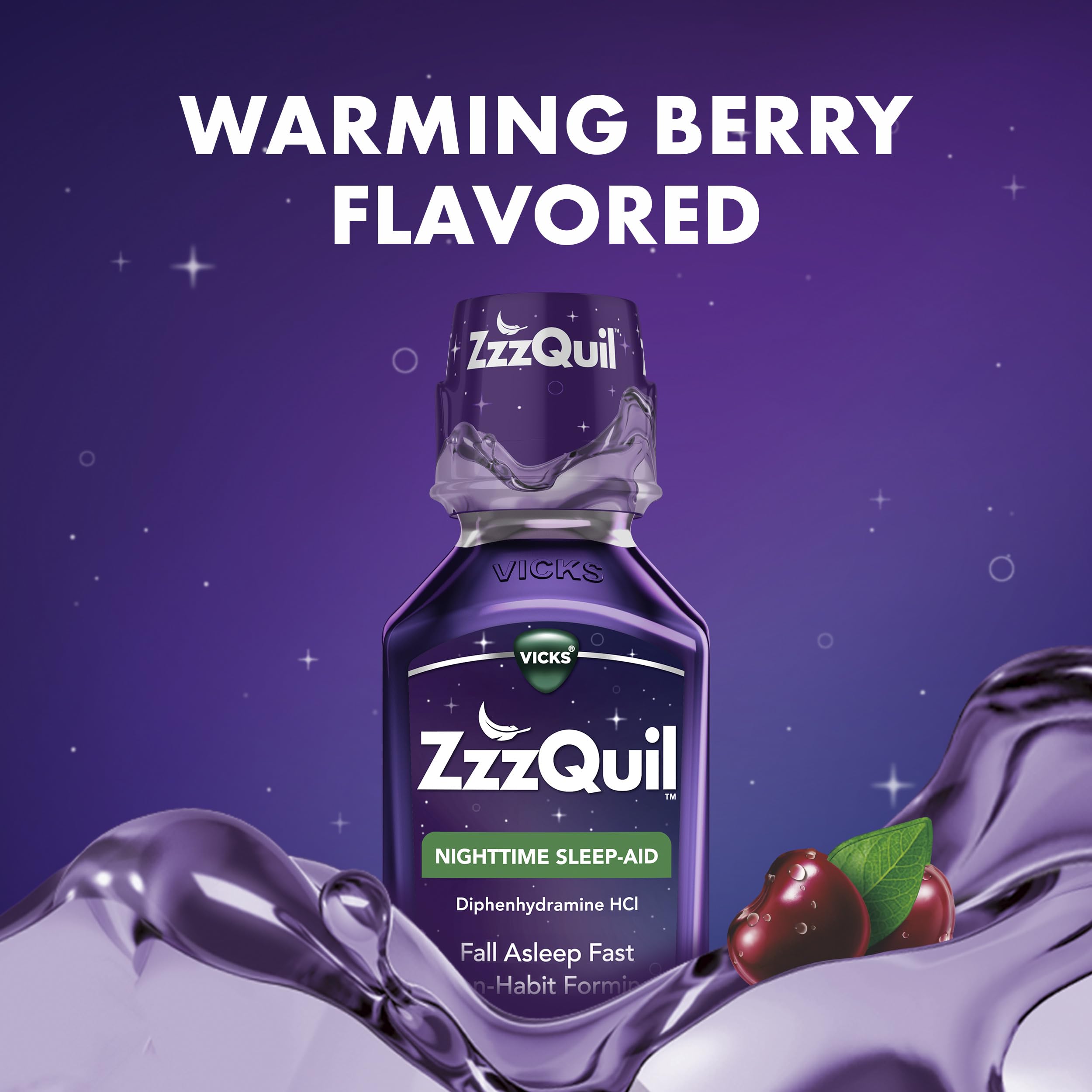ZzzQuil, Sleep Aid, Nighttime Sleep Aid Liquid, 50 mg Diphenhydramine HCl, Fall Asleep Fast, Non-Habit Forming, Warming Berry Flavor, 12 FL OZ ZzzQuil buy supplements Au