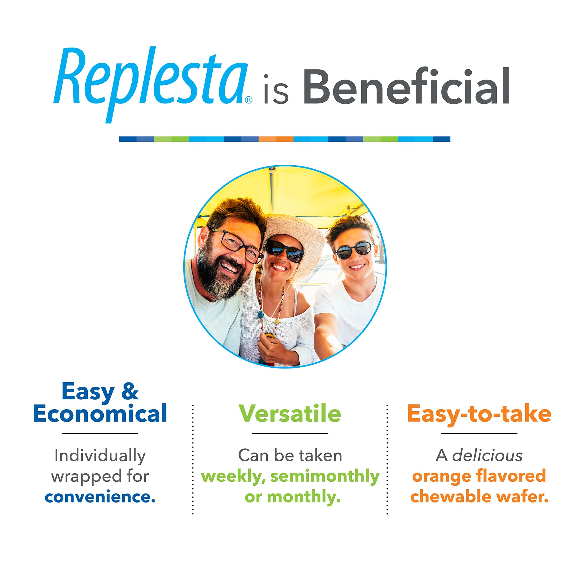 Replesta 50,000 IU Vitamin D3 Cholecalciferol, for Vitamin D Deficiency, Once-Weekly Chewable Wafer, Non-GMO, Natural Orange Flavor, 8 Count (Pack of 1)