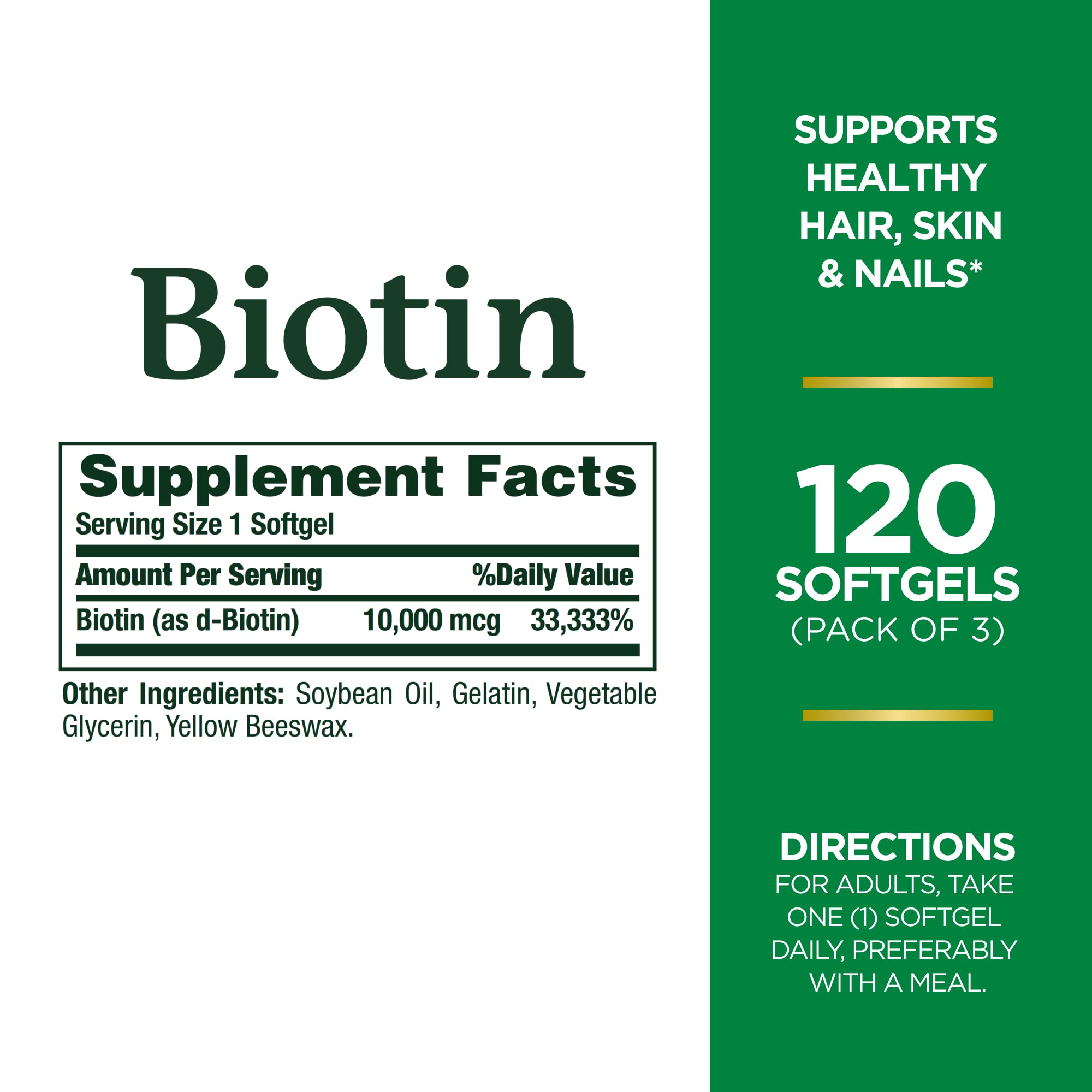 Nature's Bounty Biotin 10,000 mcg, 250 Rapid Release Softgels
