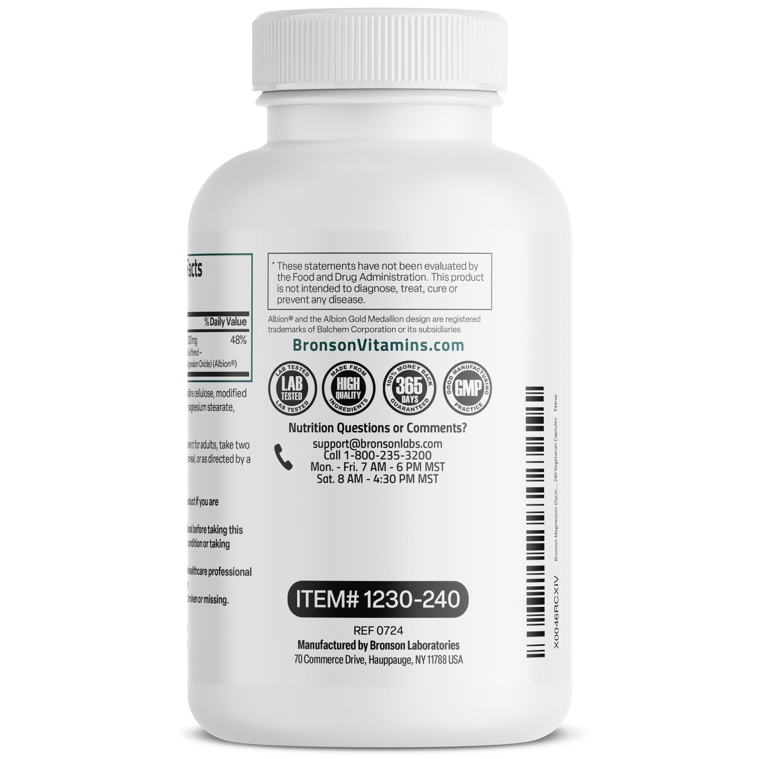 Bronson Magnesium Glycinate 200 MG Chelated High Absorption, 60 Capsules | Stress Relief, Sleep, Heart Health, Nerves, Muscles, and Metabolism Support, Vegetarian, Non-GMO, Gluten Free, Soy Free