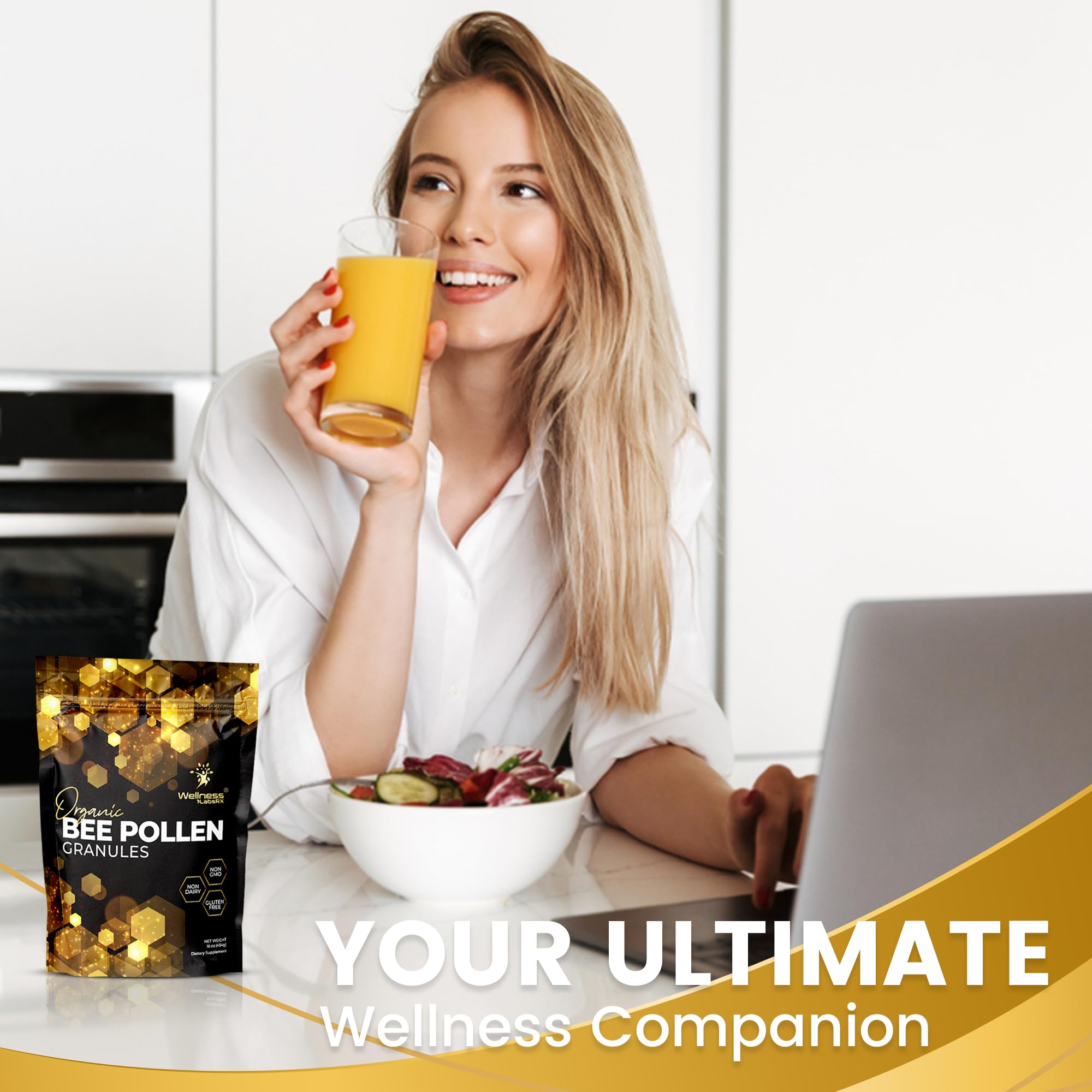Bee Pollen Granules Third-Party Tested, 1 Lbs. - Bee Pollen for Women, Keto-Friendly Super Food Supplement Packed with Proteins, Vitamins & Minerals - Immune Support, Energy Boost, Digestive Wellness