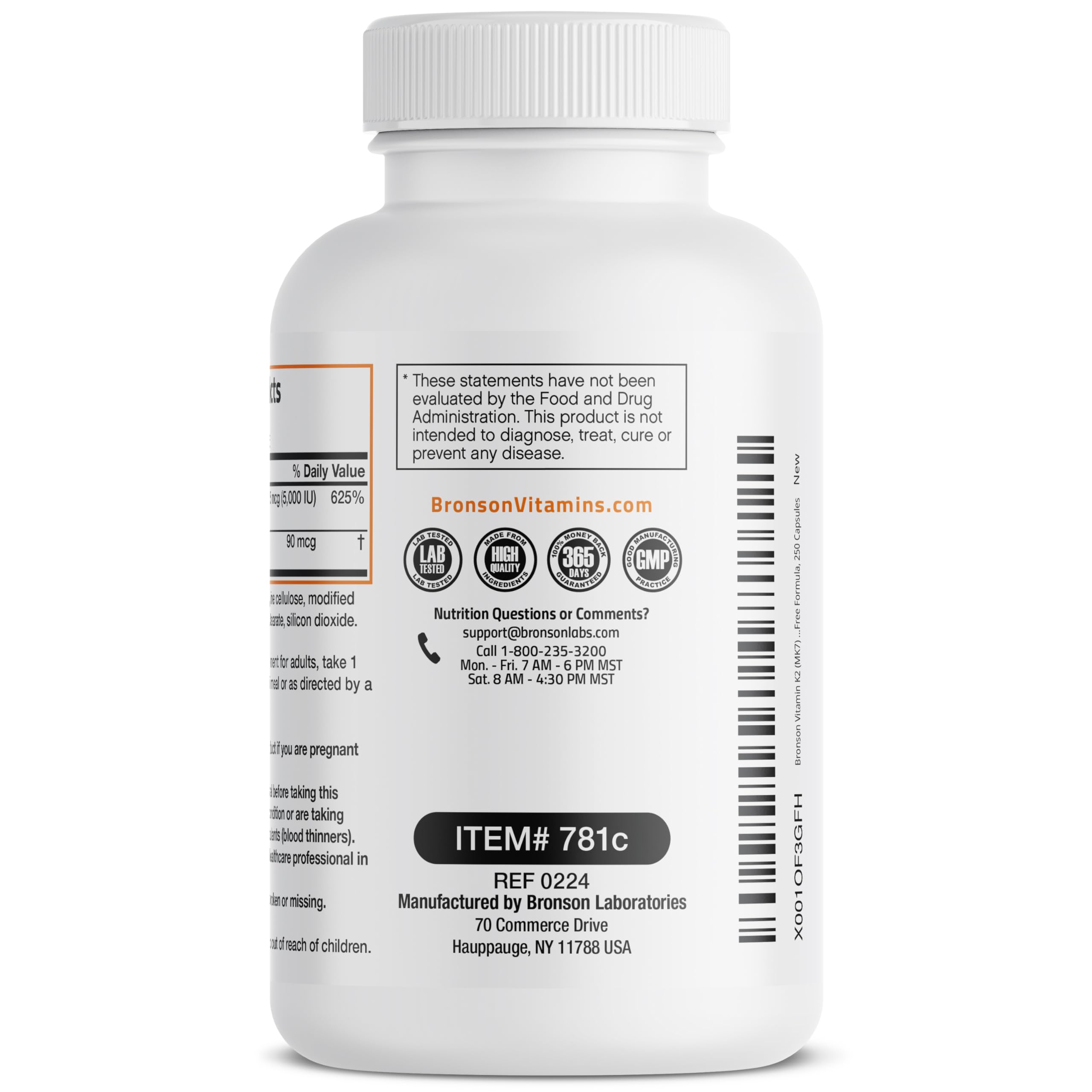Bronson Vitamin K2 D3 (MK7) Supplement 2-in1 D3 & K2 Complex, 60 Capsules | Bone, Immune & Heart Health Support, Gluten Free, Soy Free, Non-GMO, Vitamin D3 5000IU (125 mcg) & 90 mcg K2 MK-7