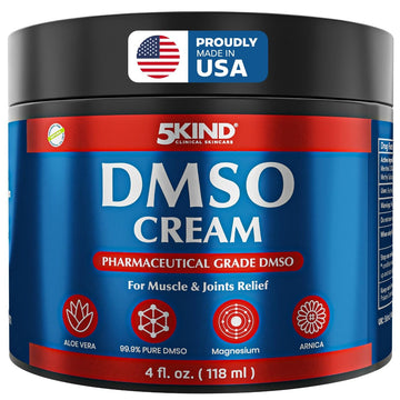 5Kind DMSO Cream for Pain Relief 4 fl oz - 99.9% Pure DMSO Pharmaceutical Grade Cream - Aloe Vera, Magnesium, Arnica & Menthol - Topical Muscle and Joint Pain Relief - Registered NDC - Made in USA 5kind clinical skincareBuy Supplements Australia