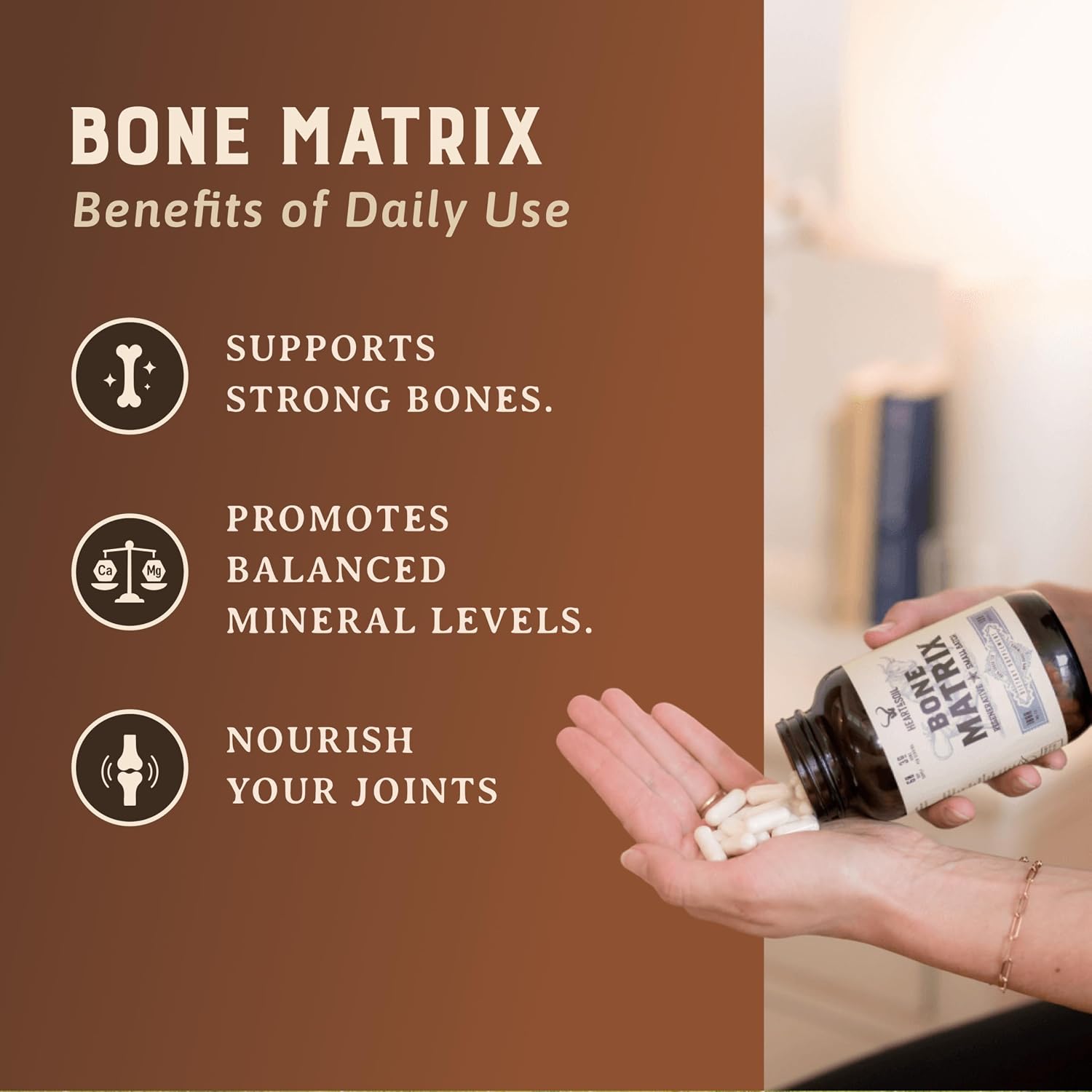 HEART & SOIL Grass Fed Bone Matrix, 180 Capsules | Supports bone and joint health, strength, and flexibility.
