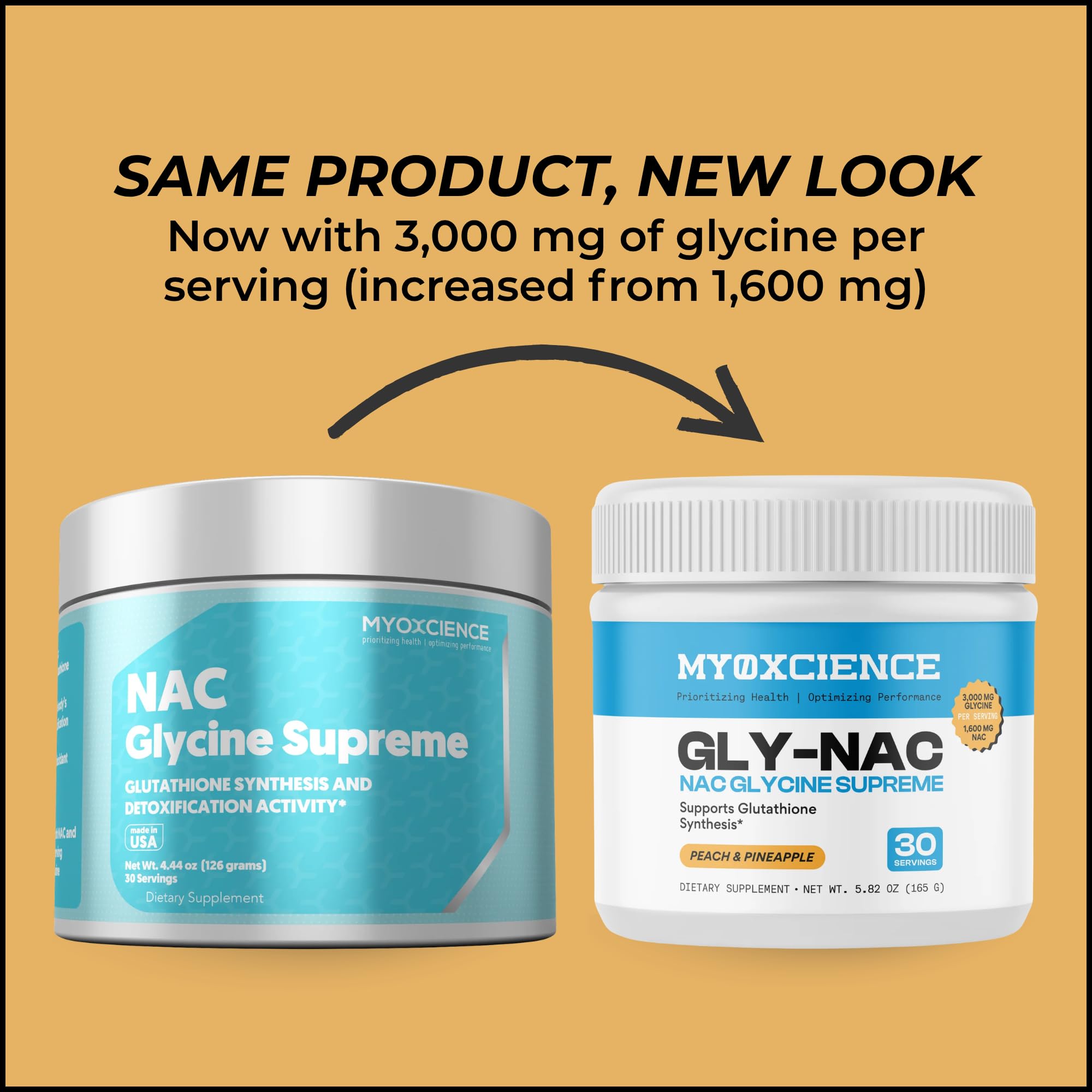 MYOXCIENCE NAC Glycine Supreme | N-Acetyl-L-Cysteine, Glycine, and Taurine Combination (Natural Peach and Pineapple Flavor) (30 Servings) MYOXCIENCE buy supplements Au