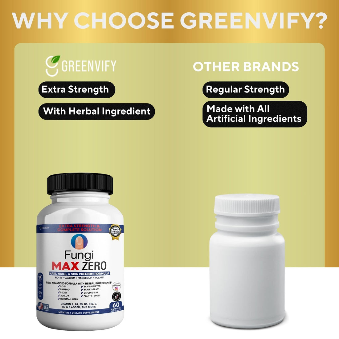 Fungi Max Zero supplement bottle and packaging on a white background