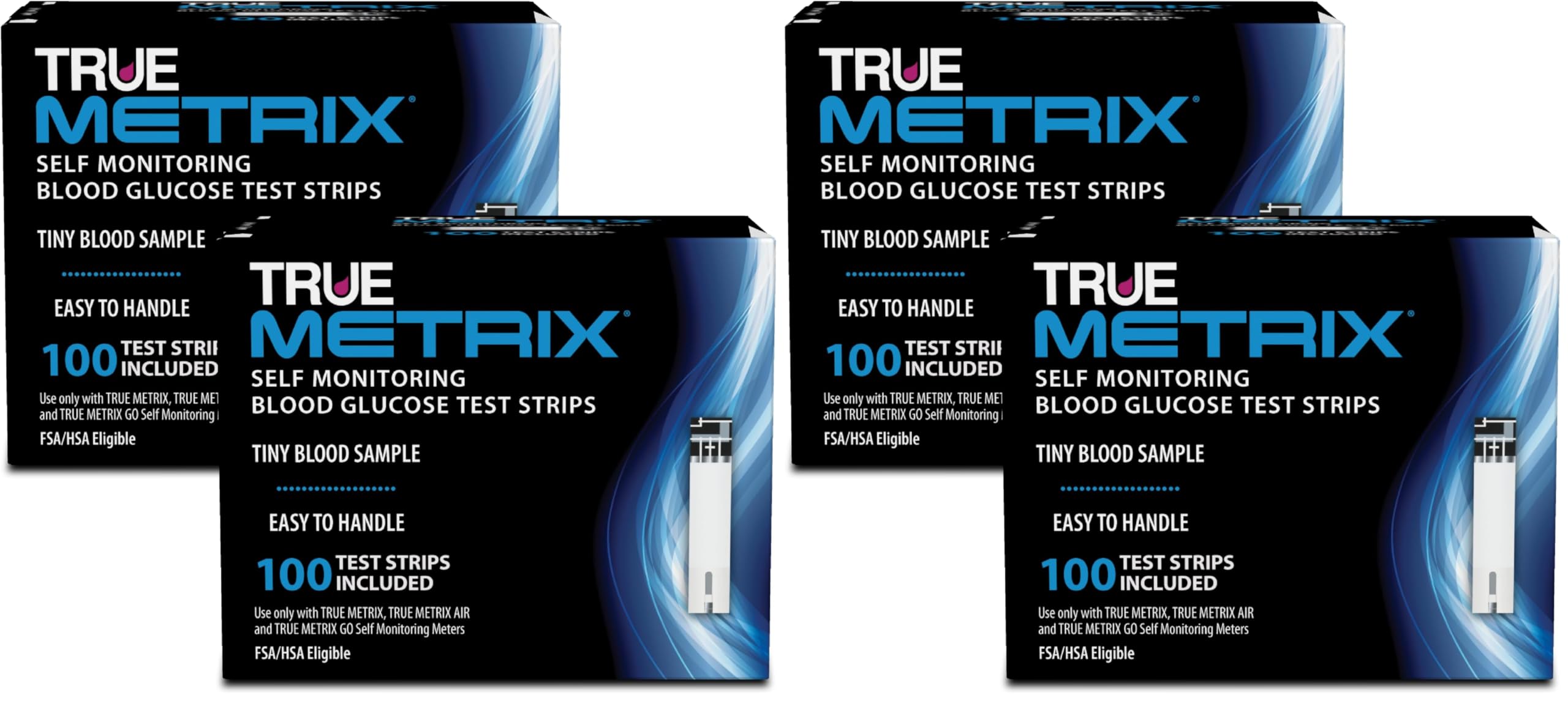 TRUE METRIX Self Monitoring Blood Glucose Test Strips, 100 Count | Blood Glucose Test Strips Compatible with TRUE METRIX Family of Self Monitoring Blood Glucose Meters, Value Pack