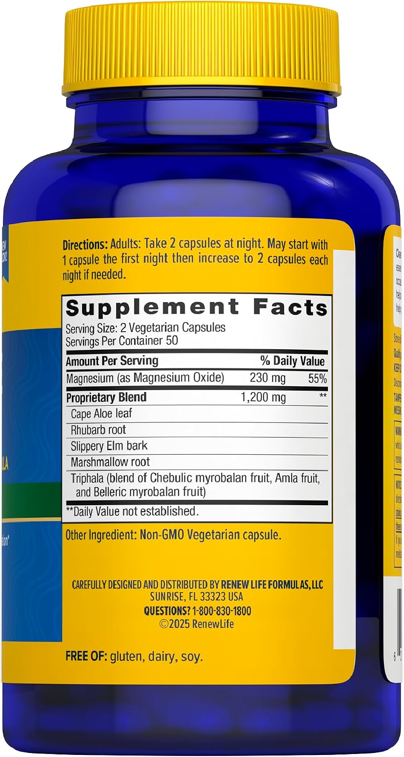 Renew Life Cleanse More 100 Vegetarian Capsules | Helps Relieve Occassional Constipation | Herbal Formula with Magnesium | Dairy, Soy and Gluten Free
