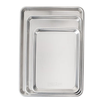 Nordic Ware Naturals 3 Piece Set - USA Made Aluminum Commercial Quality Sheet Pan for Baking or Roasting, Encapsulated Galvanized Steel Rim Prevents Warping; Half Sheet, Jelly Roll and Quarter Sheet Nordic WareBuy Supplements Australia