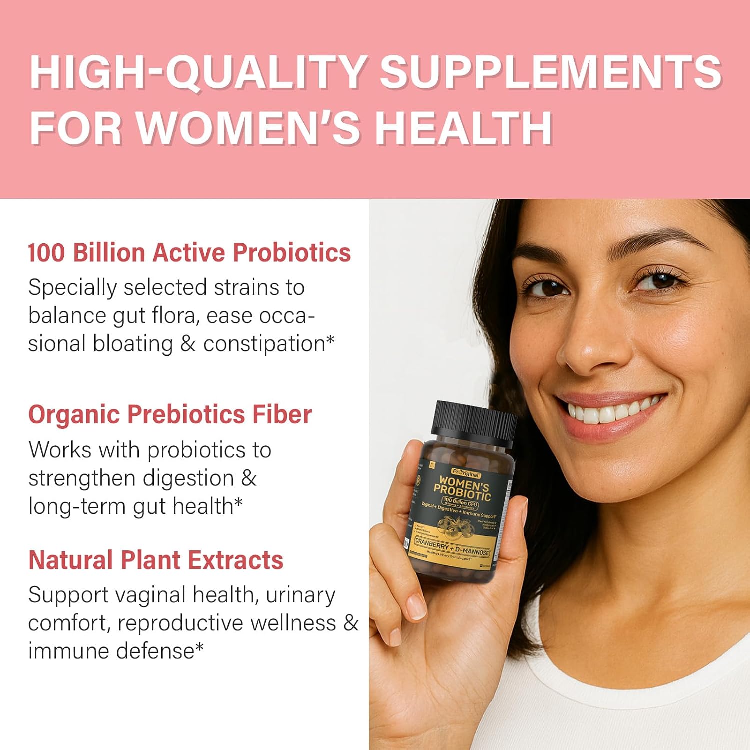 Women’s Probiotic & Digestive Enzymes Bundle – 100 Billion CFU Probiotic with Prebiotics, Cranberry & D-Mannose + Multi-Enzyme Complex – Supports Women’s Digestive, Gut, Vaginal & Urinary Health – Veg