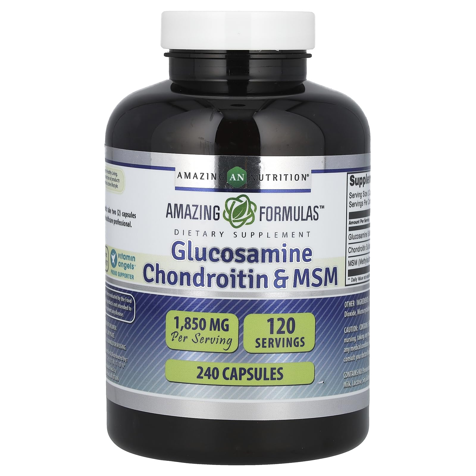 Amazing Formulas Glucosamine Chondroitin & MSM Supplement | 1850 Mg per Serving | 240 Capsules | Non-GMO | Gluten-Free | Made in USA