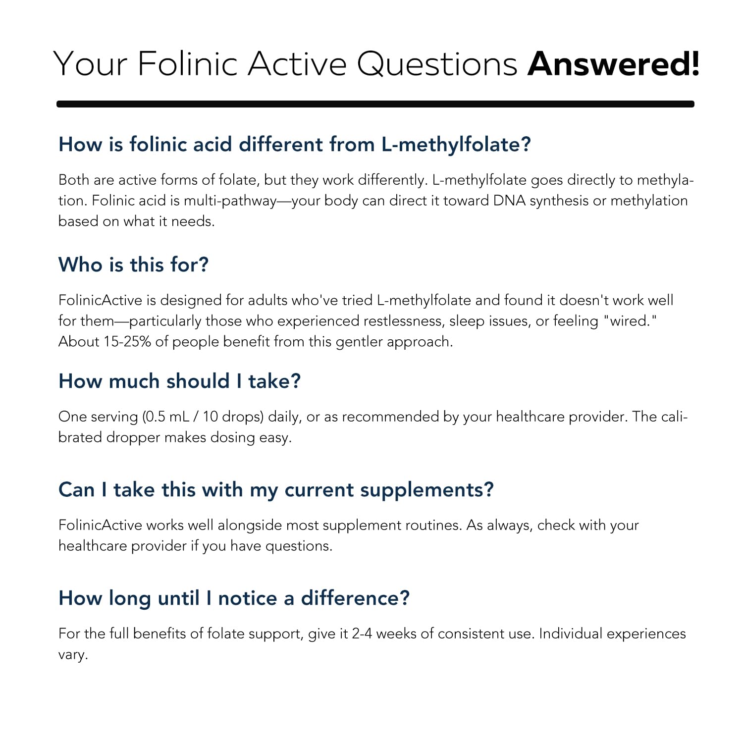 FolinicActive™ Organic Folinic Acid Liquid Drops for Brain, Heart, Nerve & Mood Support - 1700 mcg with B12, B6 & Riboflavin B2 - Tri-Cofactor Absorption System -Berry Flavor Drops, 1fl oz-60 Servings