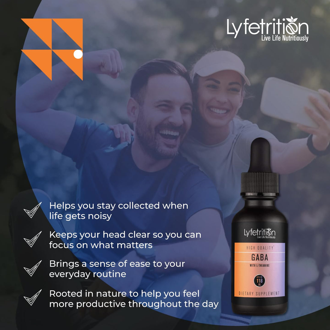 Two Lyfetrition GABA dietary supplement bottles with a white background