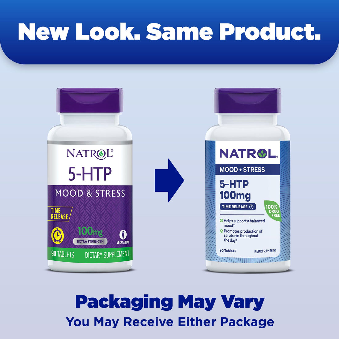 Natrol 5-HTP 100mg, Dietary Supplement Helps Support a Balanced Mood, Mood and Stress Support Supplement, 90 Time Release Tablets, 45-90 Day Supply