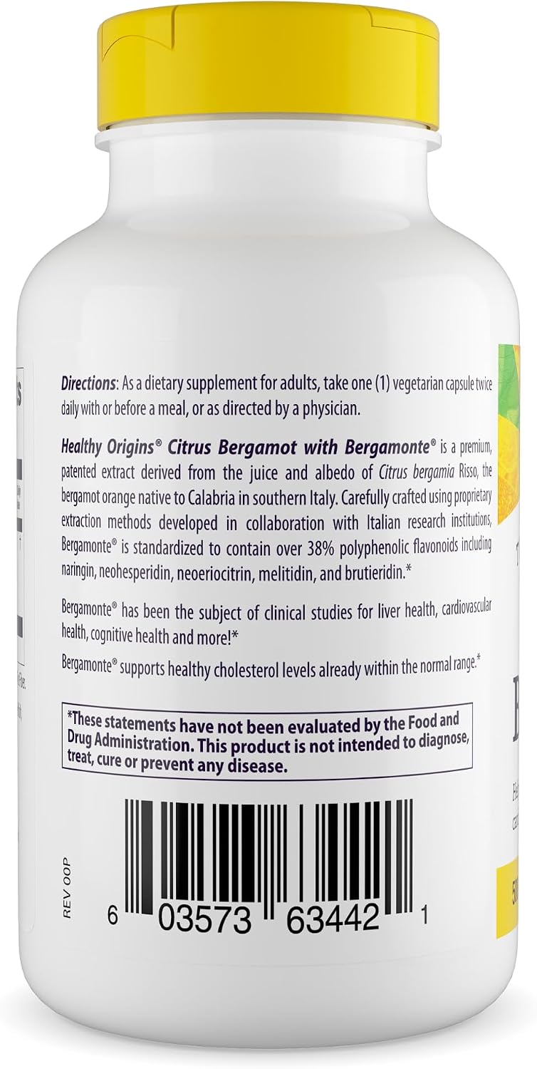 Healthy Origins Citrus Bergamot Bergamonte 500 mg, 120 Veggie Caps