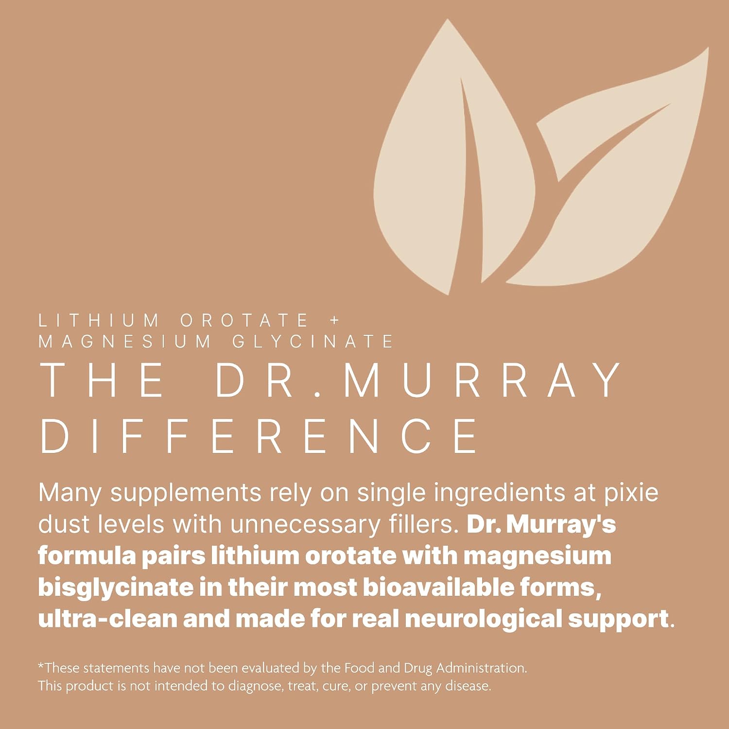 Dr. Murray's Ultra Clean Lithium Orotate with Magnesium Glycinate - 5mg Lithium | Vegan Capsules | Mood & Cognitive Support | Neurological Wellness Formula | 60 Count
