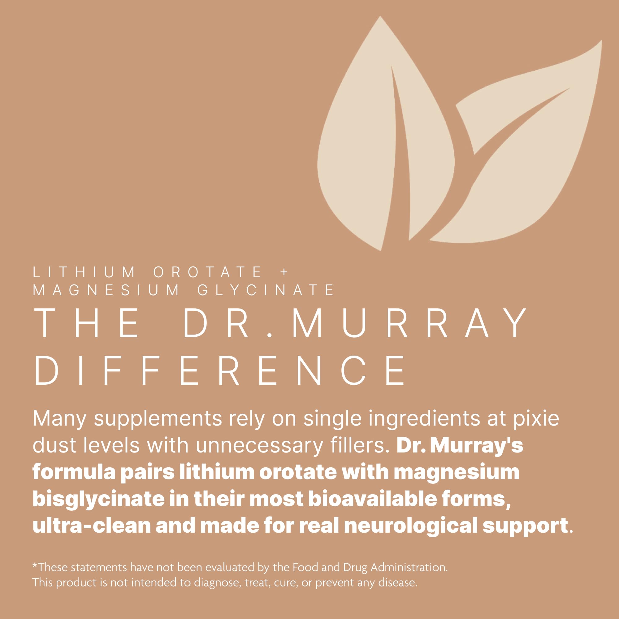 Dr. Murray's Ultra Clean Lithium Orotate with Magnesium Glycinate - 5mg Lithium | Vegan Capsules | Mood & Cognitive Support | Neurological Wellness Formula | 60 Count