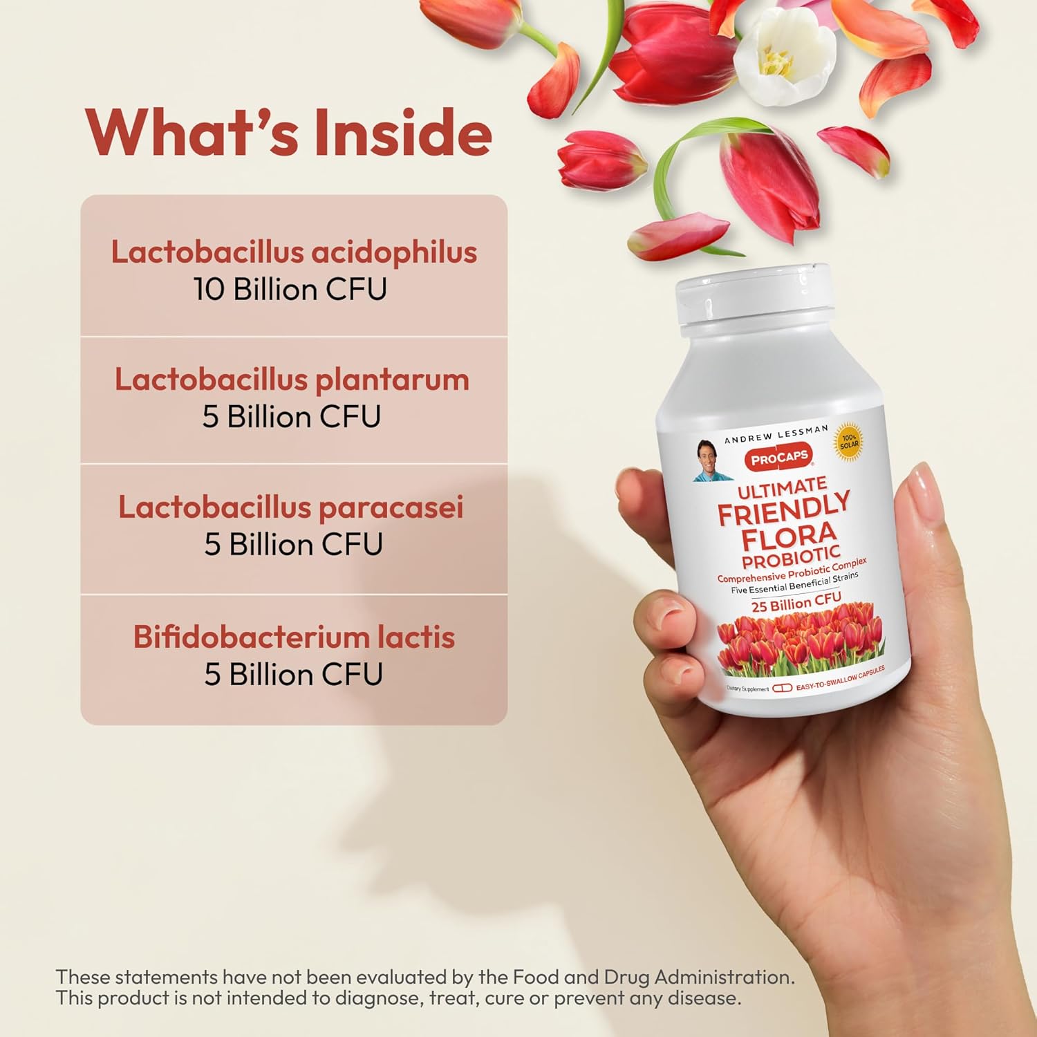 Andrew Lessman ProCaps Probiotic 25 Billion CFU 60 Capsules for Women & Men | Shelf-stable 25 Billion CFU. Four probiotic strains. No refrigeration required. Supports digestive & immune health.