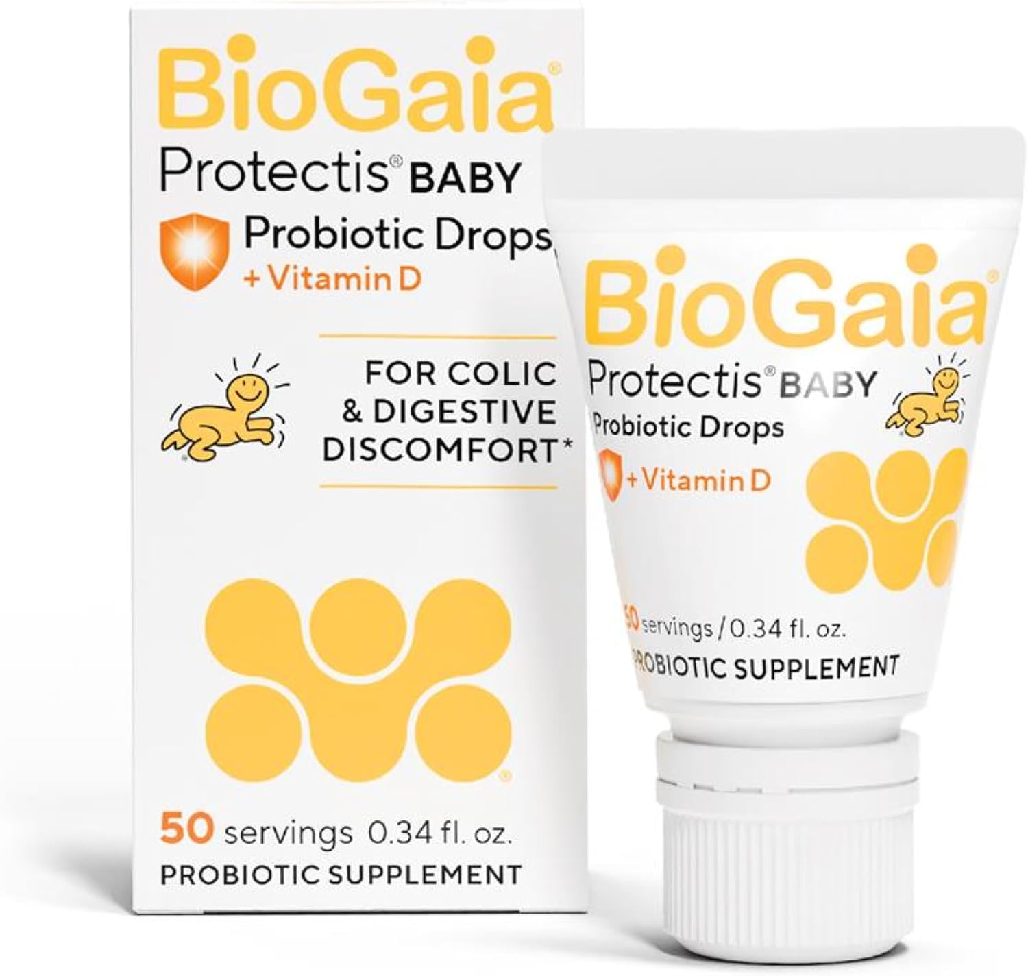 BioGaia Baby Probiotic Drops + Vitamin D | Colic & Gas Relief | 50 Servings | Pediatrician-recommended | Ease Crying, Fussing, Colic, Gas, Spit-ups & Occasional Constipation + Vit D | Safe for Newborns