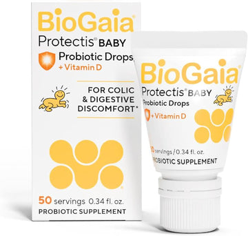 BioGaia Baby Probiotic Drops + Vitamin D | Colic & Gas Relief | 50 Servings | Pediatrician-recommended | Ease Crying, Fussing, Colic, Gas, Spit-ups & Occasional Constipation + Vit D | Safe for Newborns