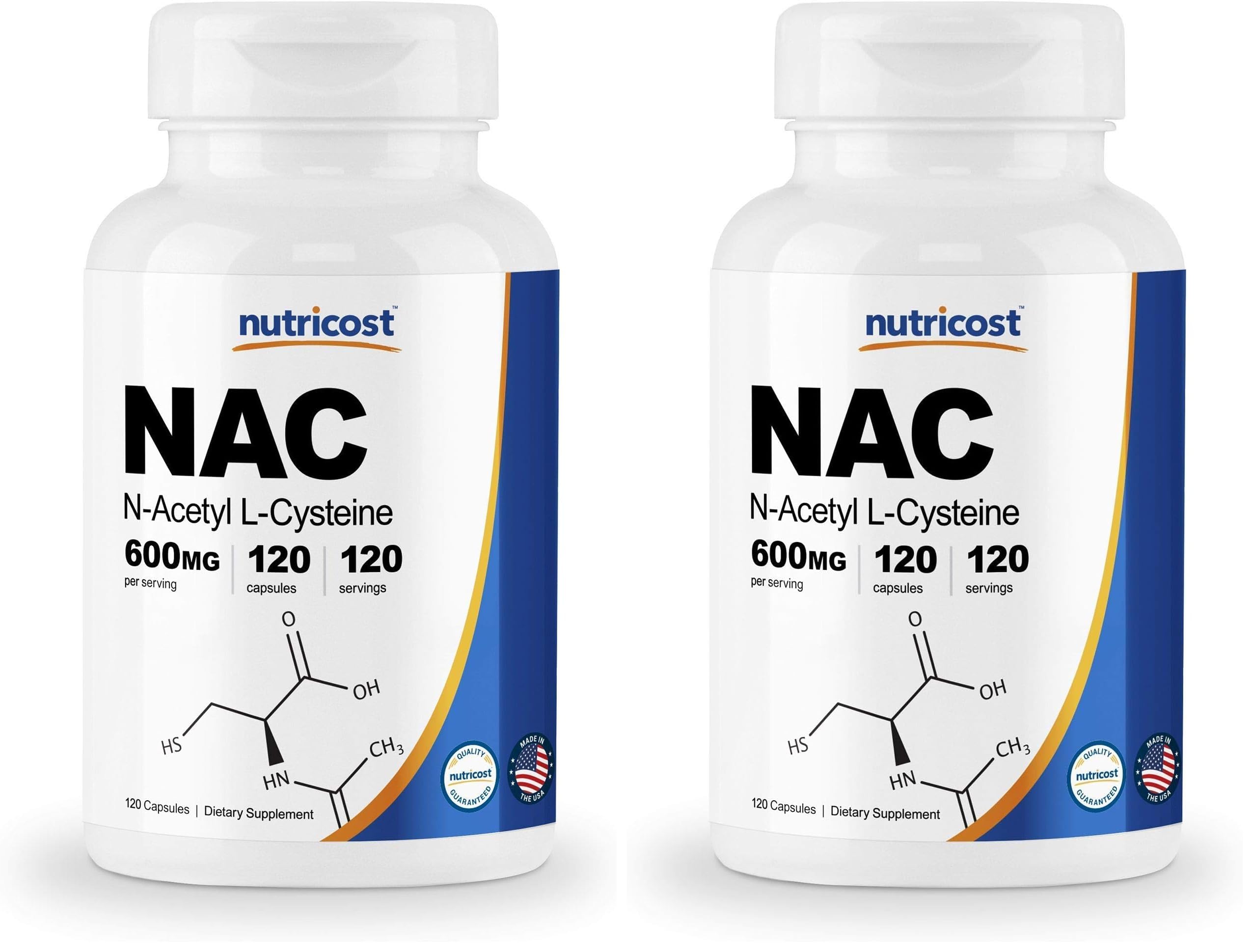 Nutricost N-Acetyl L-Cysteine (NAC) 600mg, 180 Capsules | GMO-Free And Gluten Free
