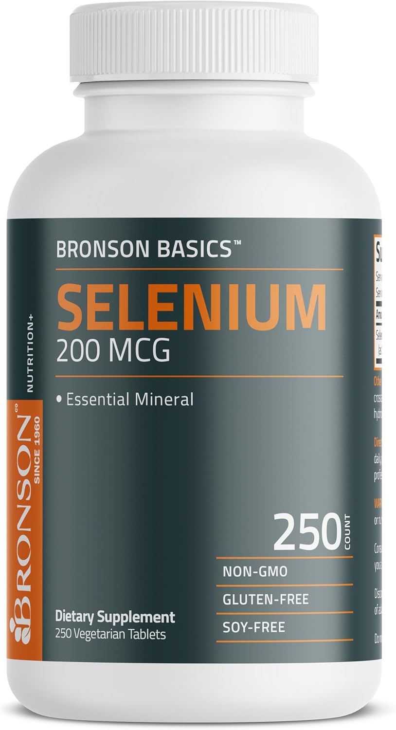 Bronson Selenium 200 mcg Immune & Antioxidant Support Essential Mineral, 250 Vegetarian Tablets