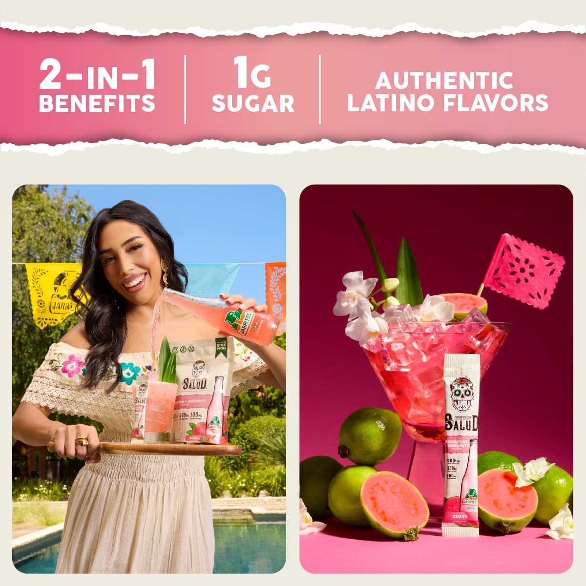 Salud 2-in-1 Hydration + Immunity Drink Mix, Cucumber Lime | Electrolytes Powder, Agua Fresca, Elderberry, Dairy & Soy Free, Non-GMO, Gluten Free, Vegan, 1g Sugar (15 Servings)