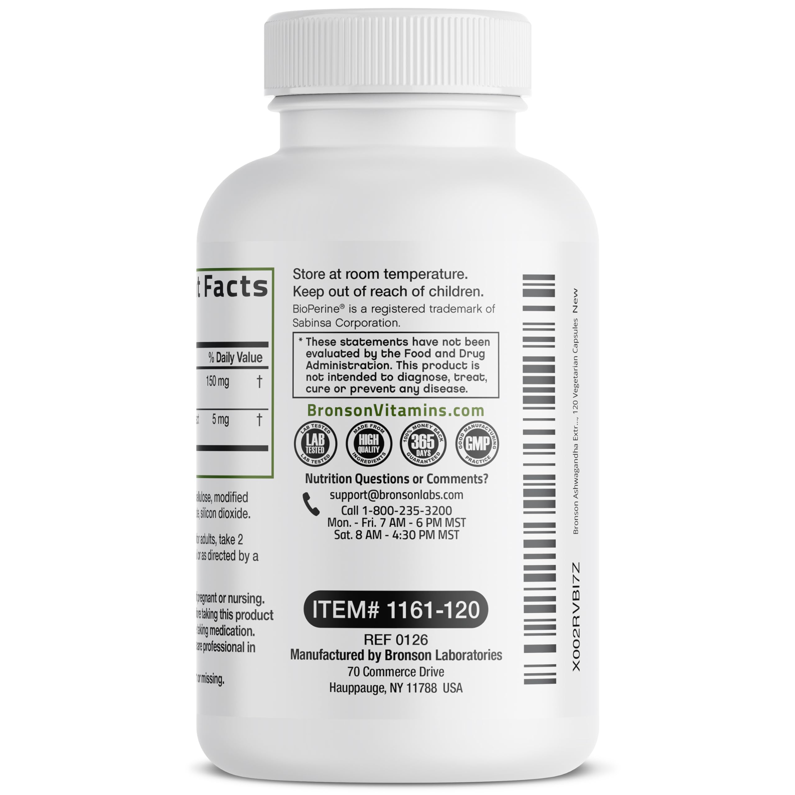 Bronson Ashwagandha Extra Strength Stress & Mood Support with BioPerine - Non GMO Formula, 120 Vegetarian Capsules