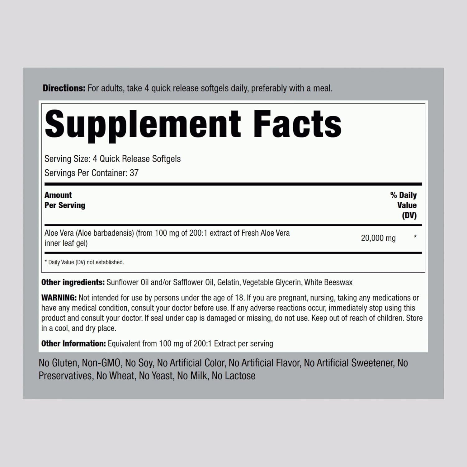 Piping Rock Aloe Vera Supplement | 150 Softgels | Concentrated Herbal Extract | Non-GMO and Gluten Free Formula