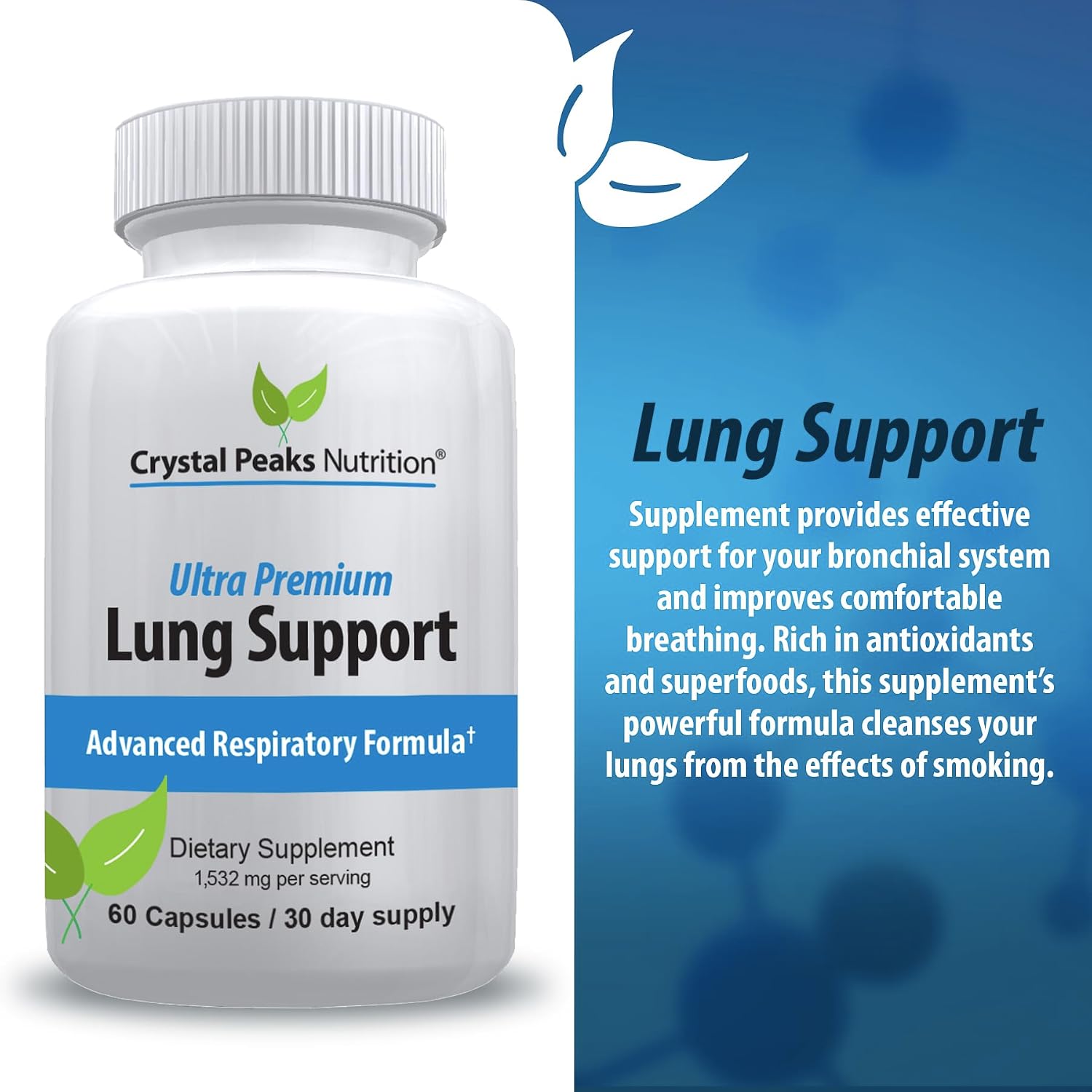 Lung Support - Sooth Lungs & Detox Supplement to Breath Easier Respiratory Support Supplement - Natural Relief - 60 Capsules, 30-Day Supply