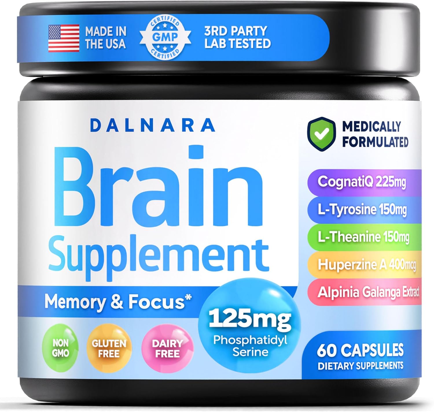 Brain Fog Supplement for Women – Memory & Focus Support for Perimenopause and Menopause – Cognitive Support with Phosphatidylserine, CognatiQ & L-Theanine – Brain Health Capsules – 60 Count