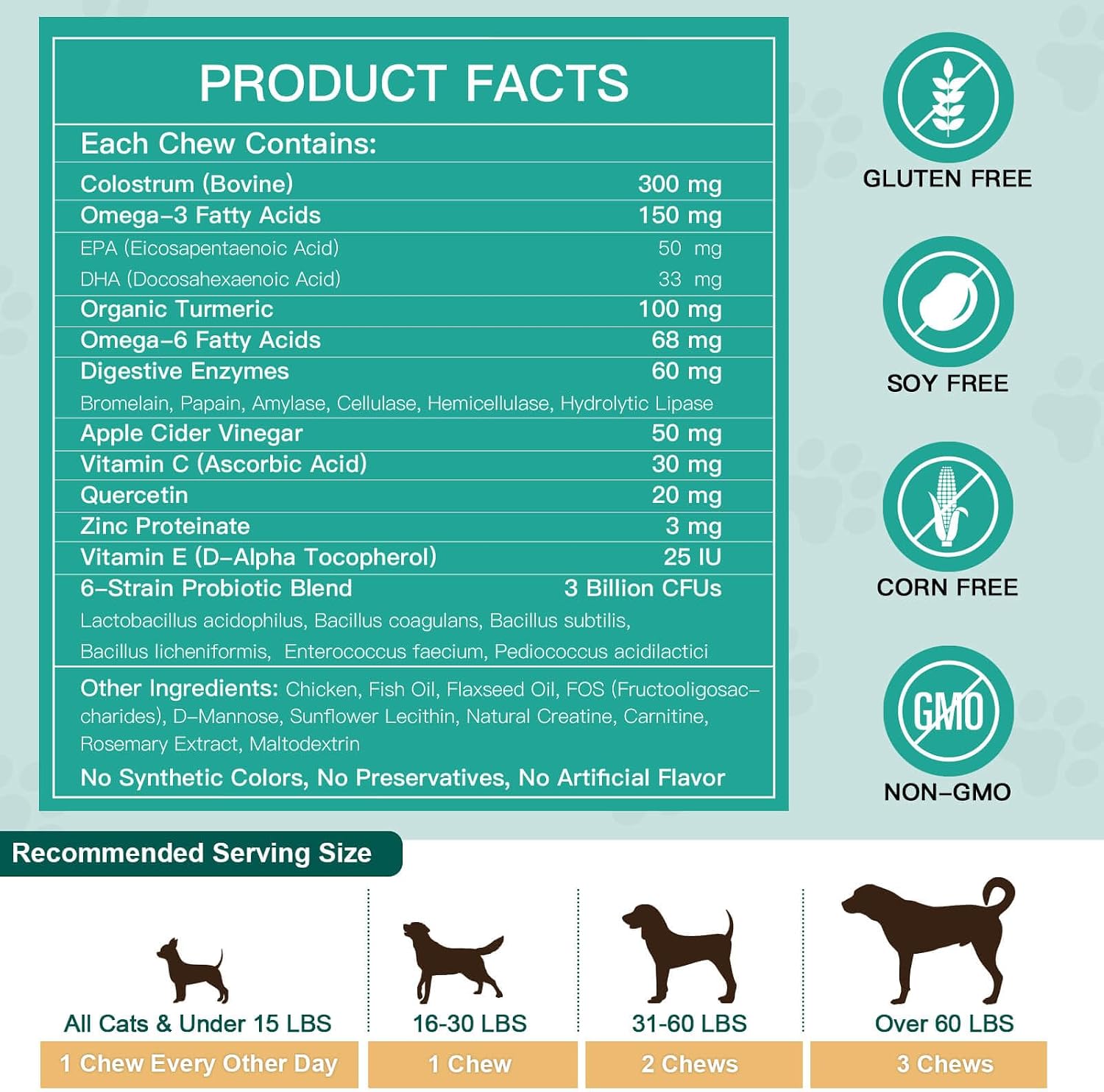 NATURE TARGET Dog Allergy Chews, Skin & Gut, Real Chicken, Freeze-Dried | Probiotics & Colostrum, Omega 3, Soothes Hot Spots, Stops Paw Licking, Digestive Health, Daily Immune Support, 120 Chews
