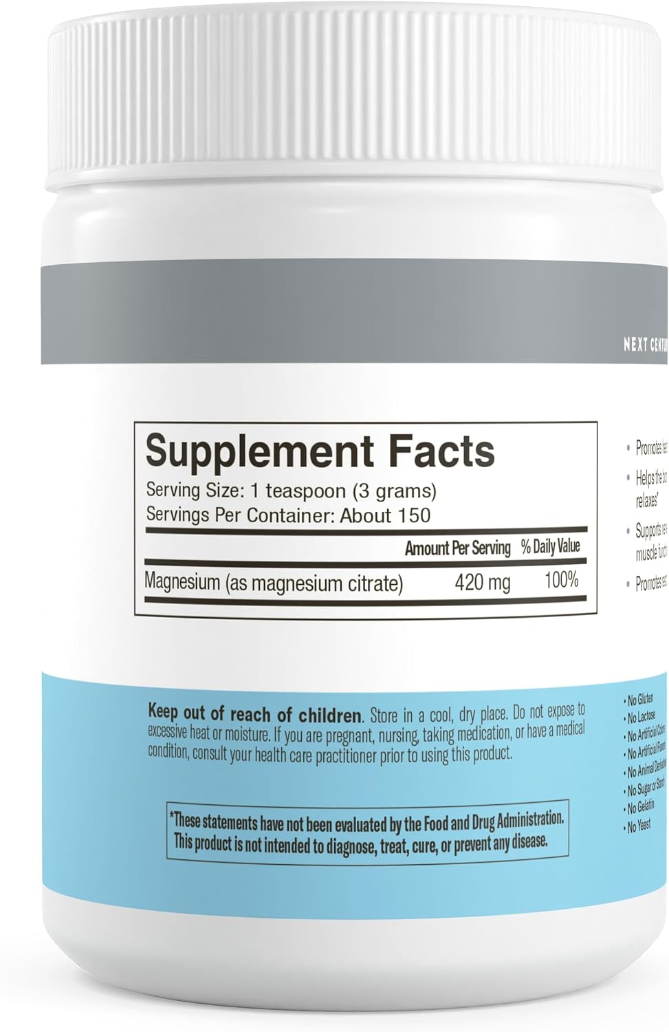 FREEDA Magnesium Citrate Powder for Bone, Joint, & Muscle Support 16 Oz | Supports Nerve Health, Relaxation, & Sleep – Kosher, Vegan, Gluten-Free, Corn-Free, Unflavored, 150 Servings, Made in USA
